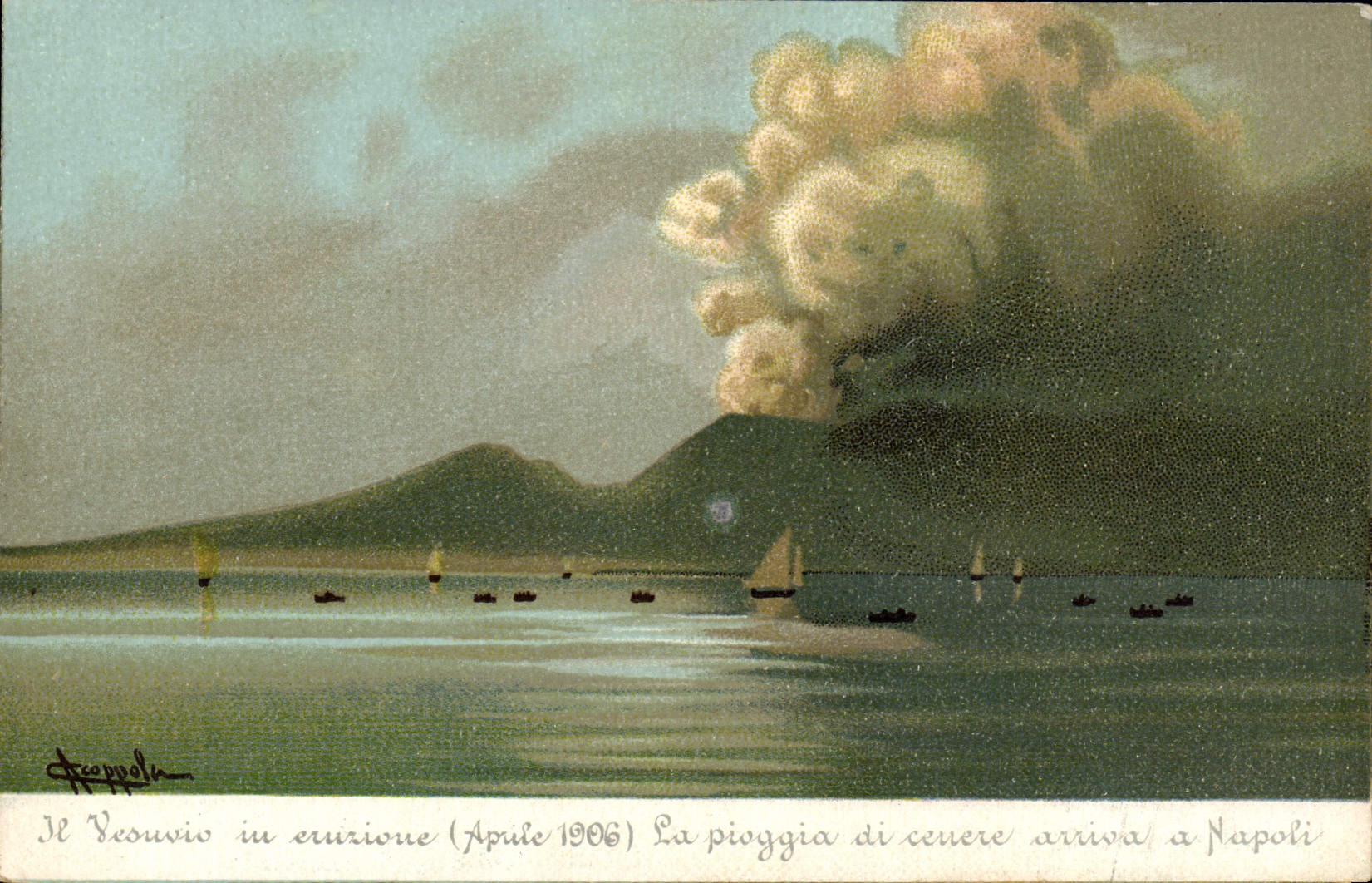 CPA Volcan Il Vesuvio in eruzione Aprile 1906