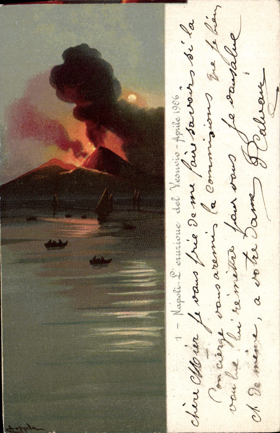 CPA Volcan Napoli L'eruzione del Vesuvio Aprile 1906