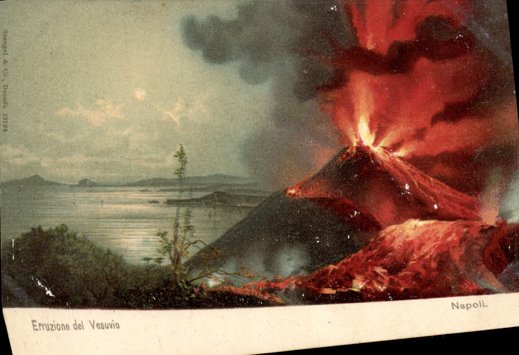 VINTAGE POSTCARD Volcano Eruzione del Vesuvio Napoli