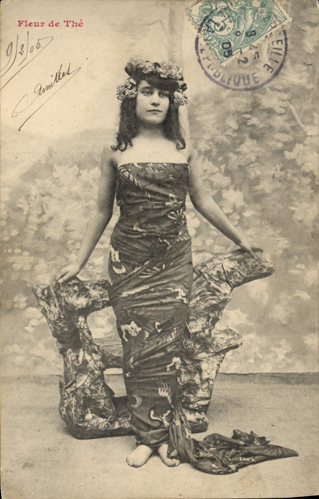 VINTAGE POSTCARD Fantasy Woman Flower of the
