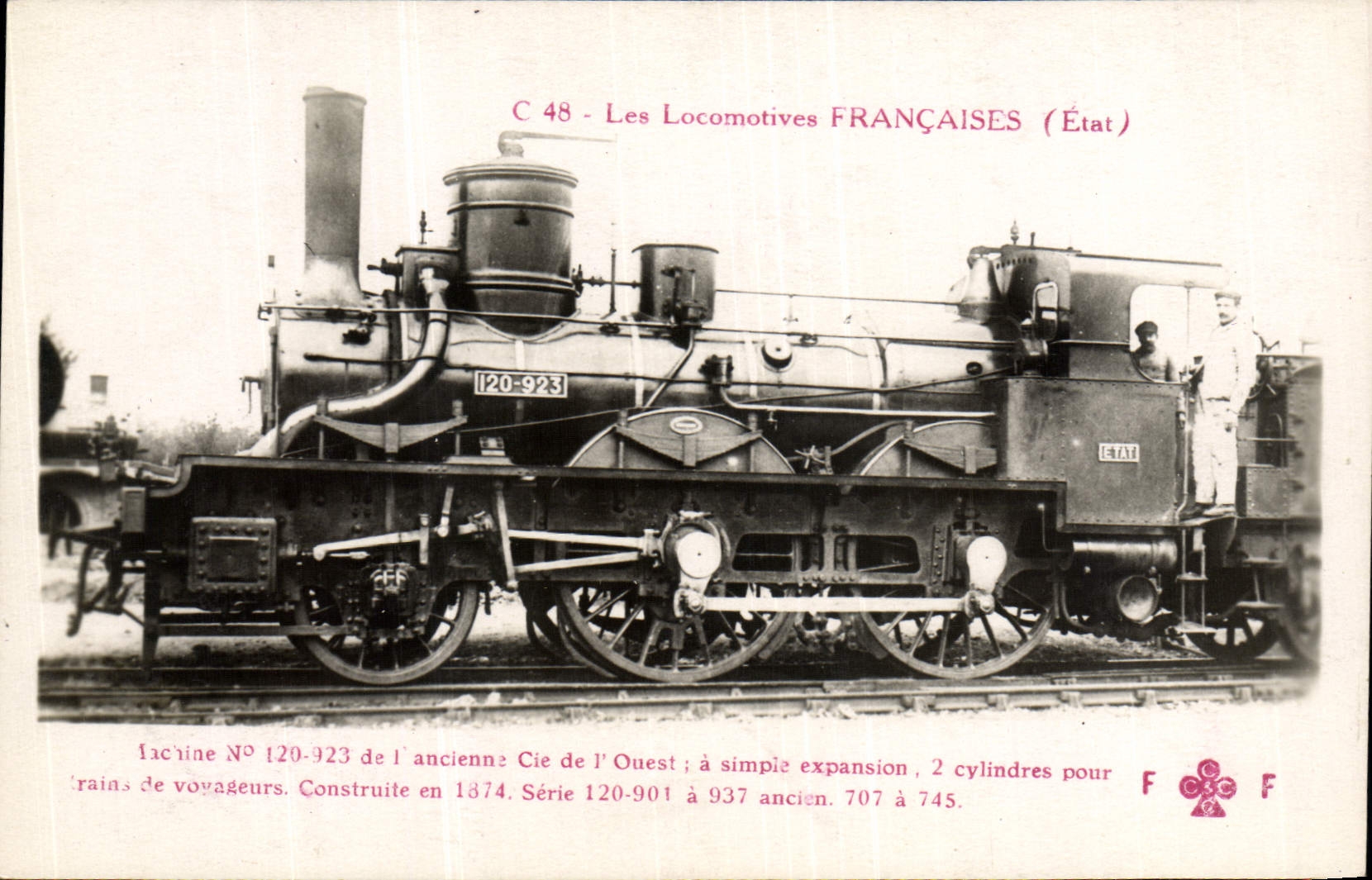 CPA Train Locomotive Machine 120 923 de l'ancienne Cie de l'Ouest 