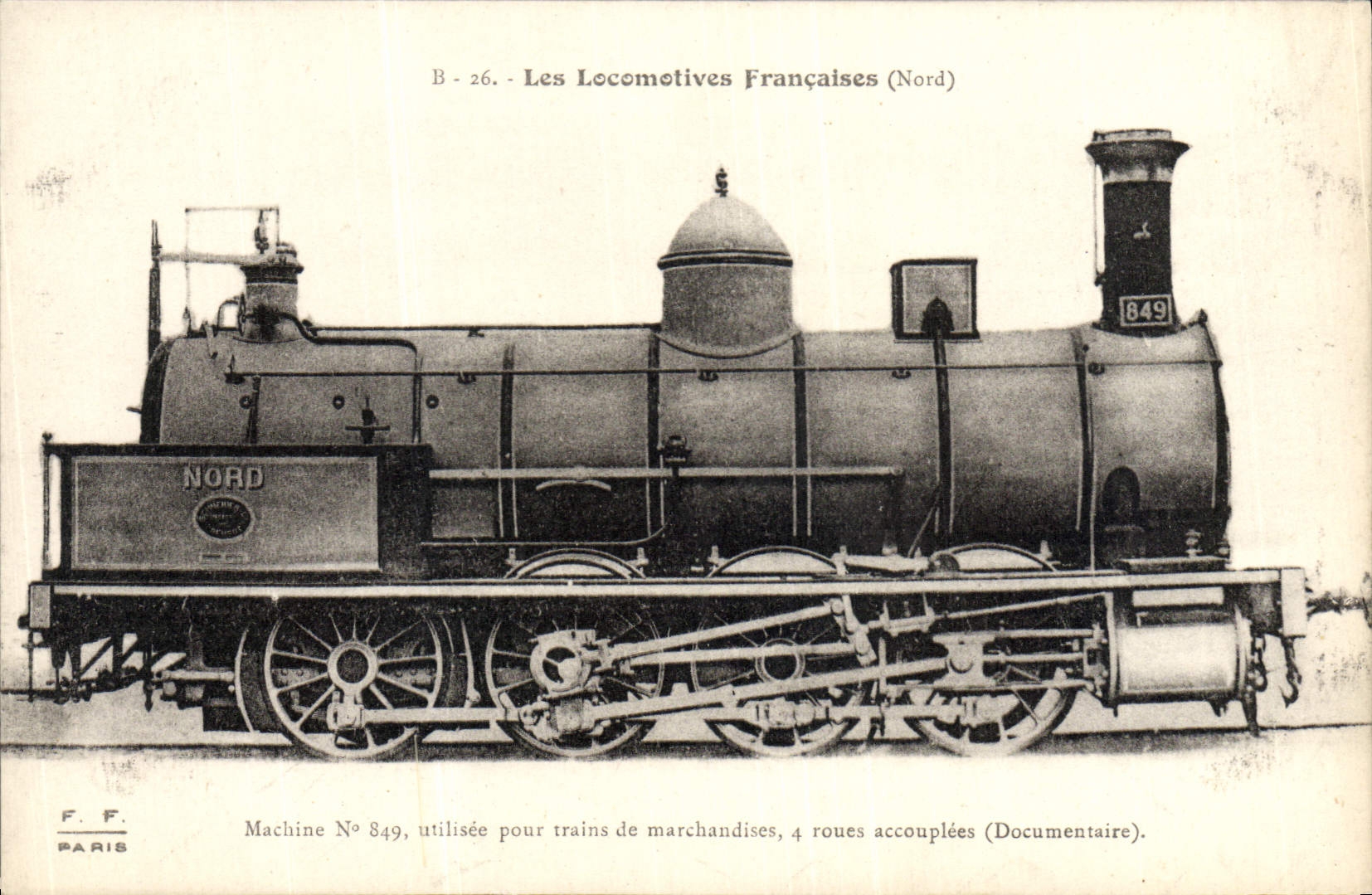 VINTAGE POSTCARD Train Engine Machine 849 for goods trains