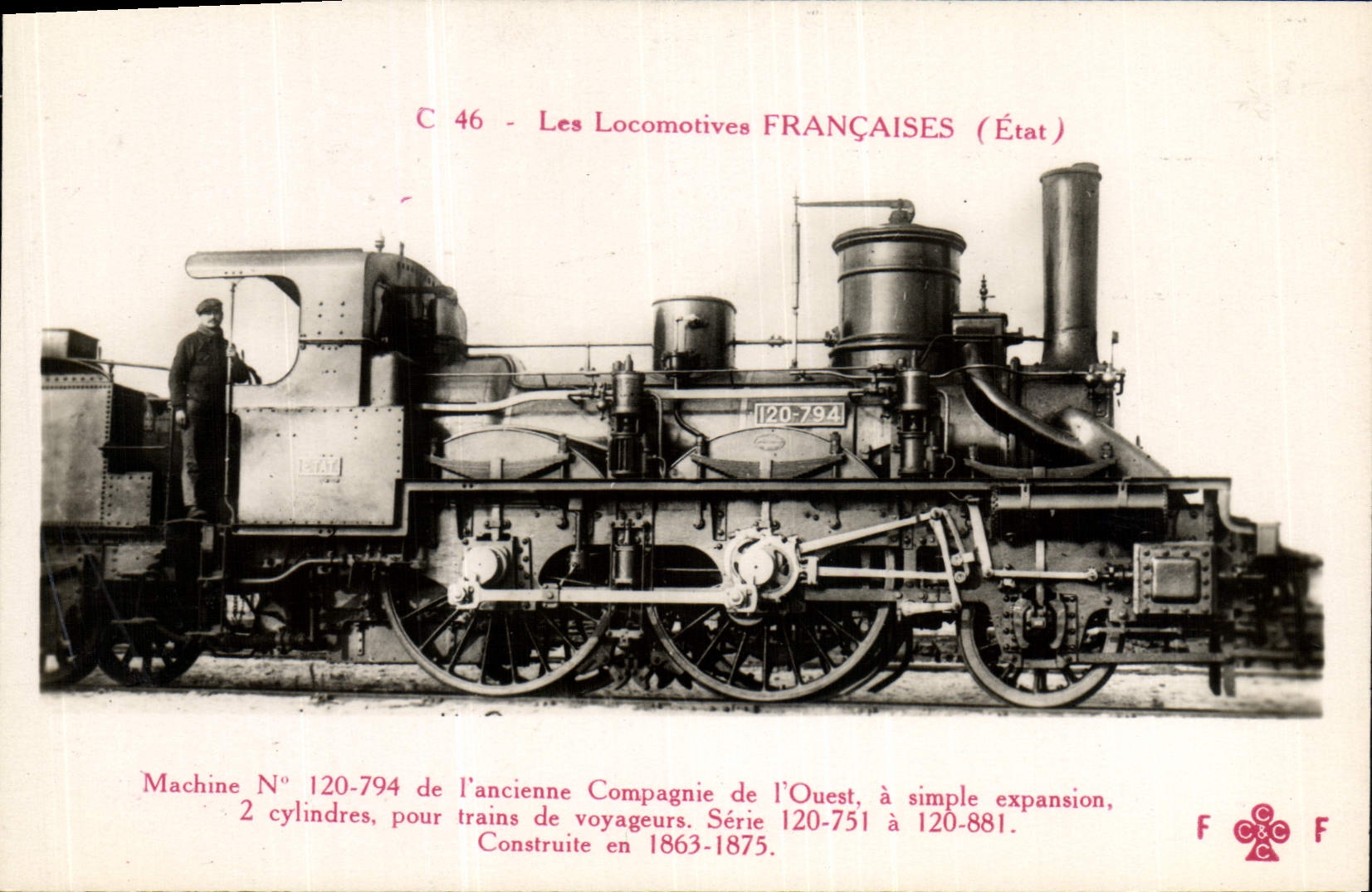 VINTAGE POSTCARD Train Engine Machine 120.794 of the old Company of the West