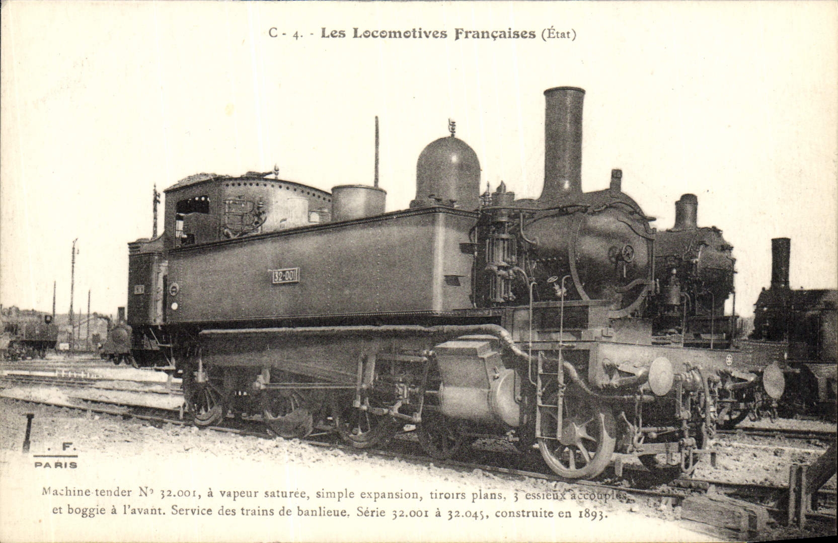VINTAGE POSTCARD Train Engine Machine Tender 32.001