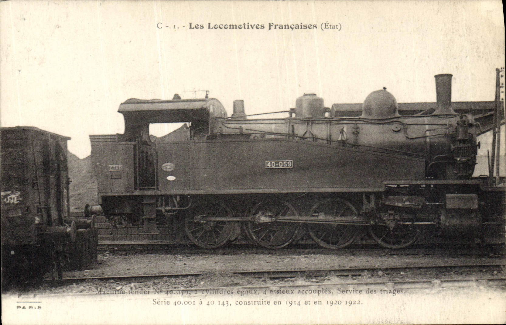 VINTAGE POSTCARD Train Engine Machine tender 40.039