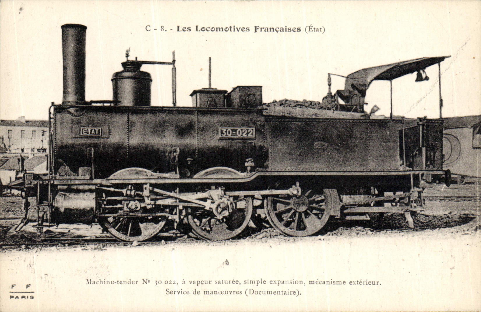 VINTAGE POSTCARD Train Engine Machine Tender 30.022