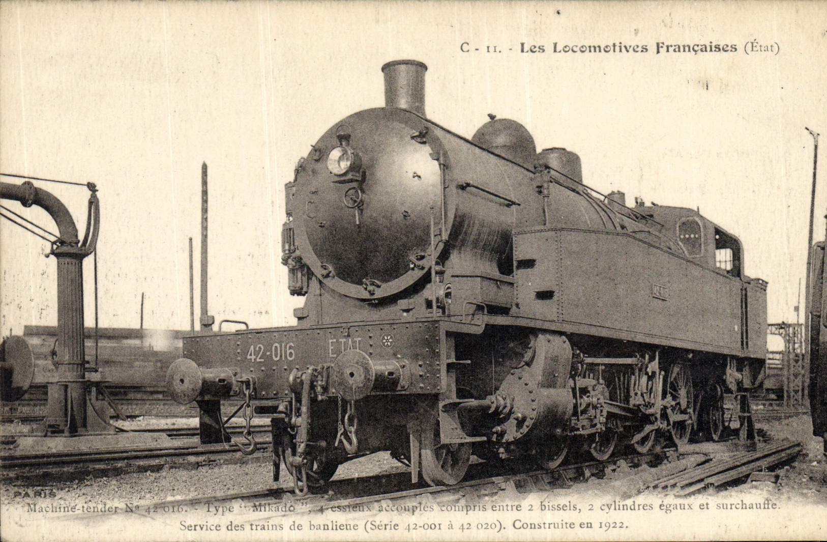 CPA Train Locomotive Machine tender 42 016 type Mikado