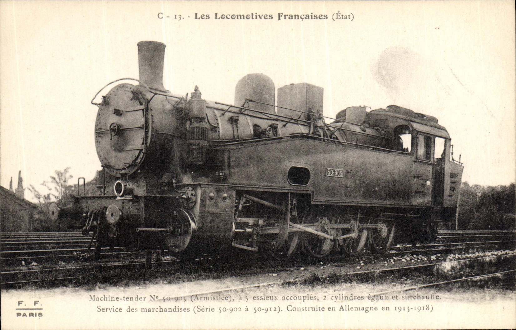VINTAGE POSTCARD Train Engine Machine Tender 50.905 Armistice