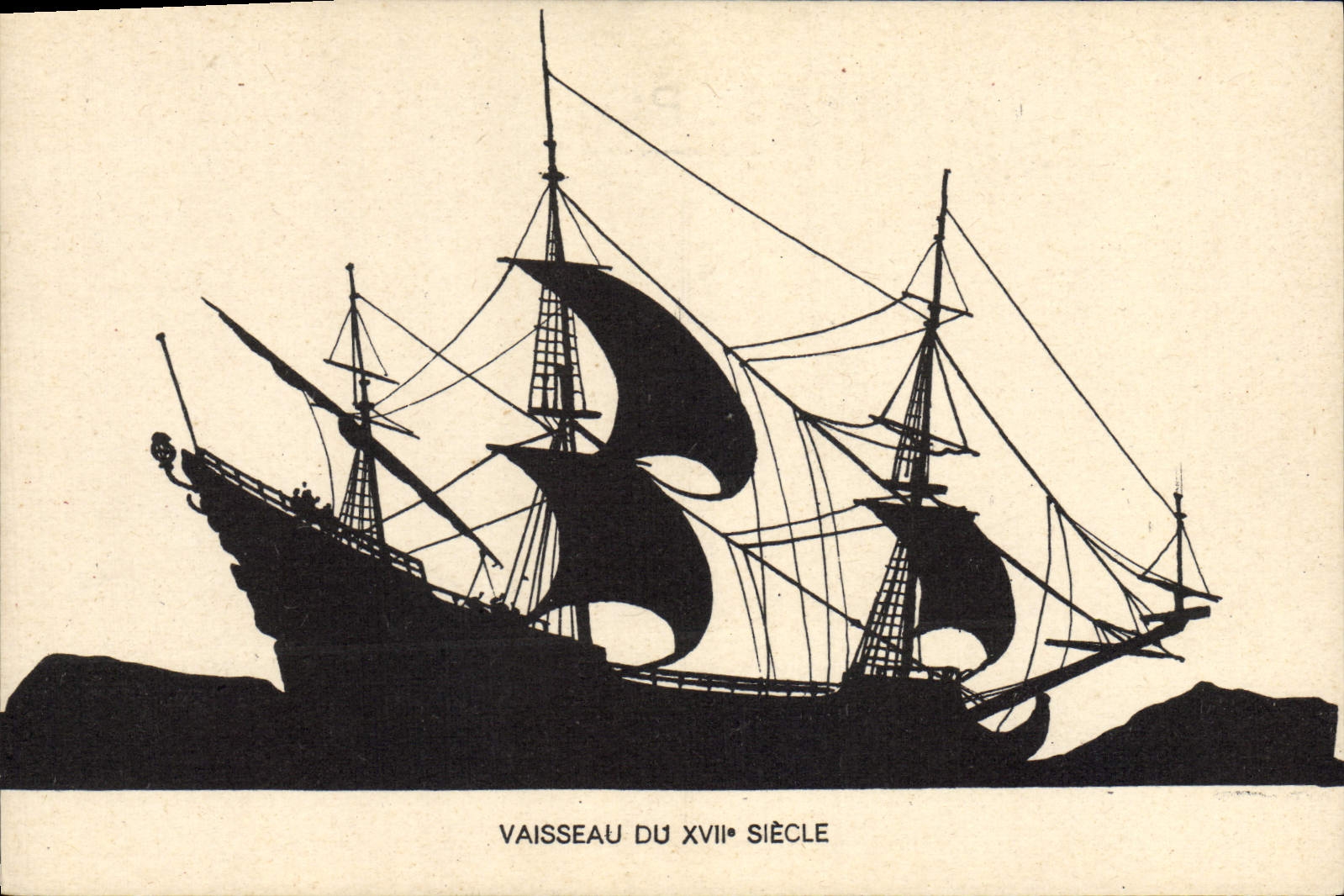 VINTAGE POSTCARD sailing Boat Vessel of 17th