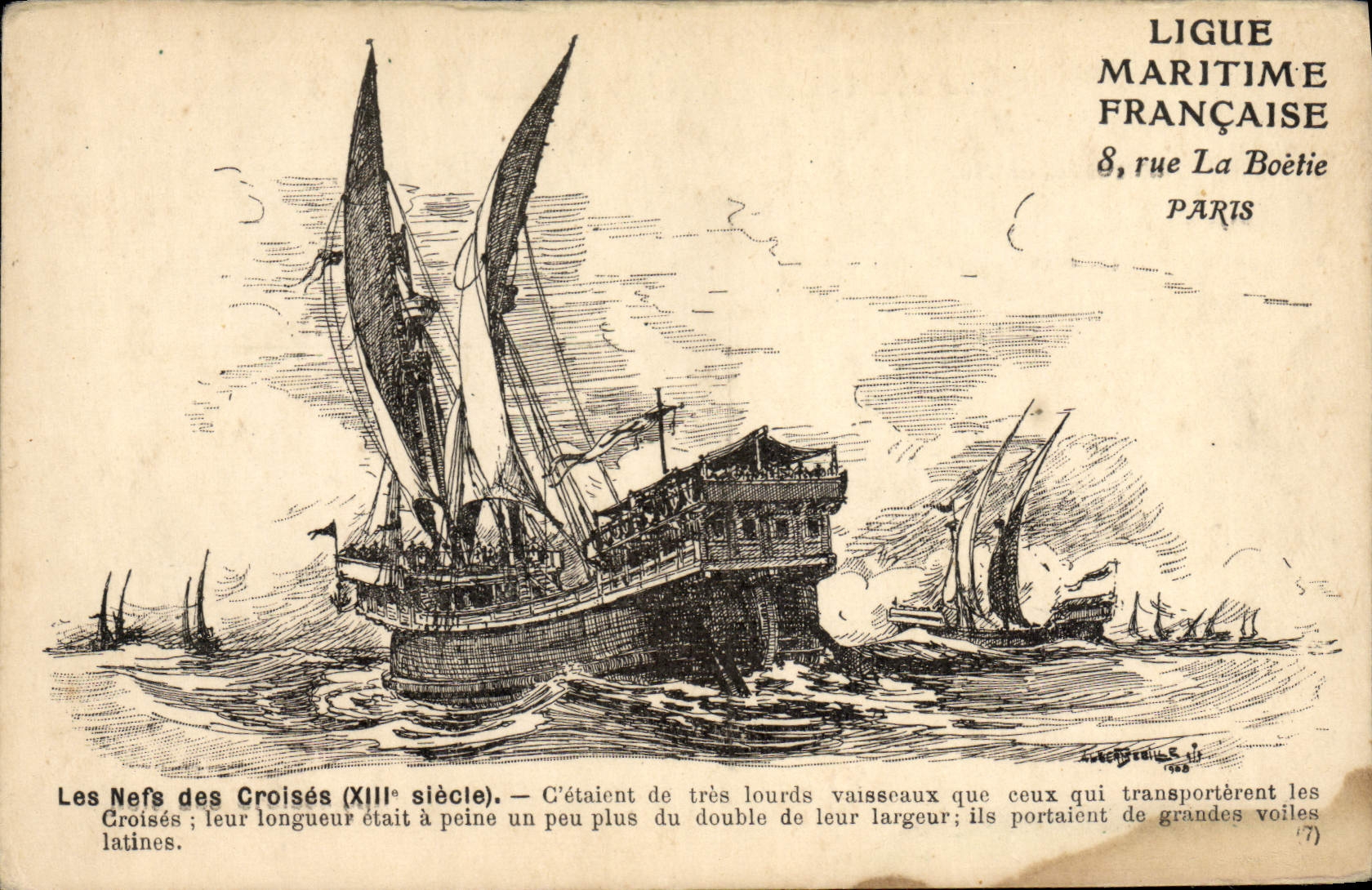 VINTAGE POSTCARD sailing Bateau the nave of cross