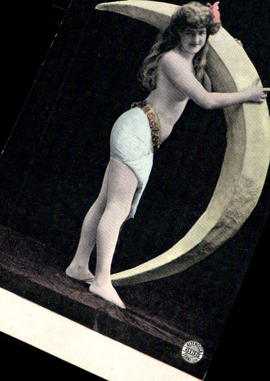 VINTAGE POSTCARD Woman naked the erotic Moon