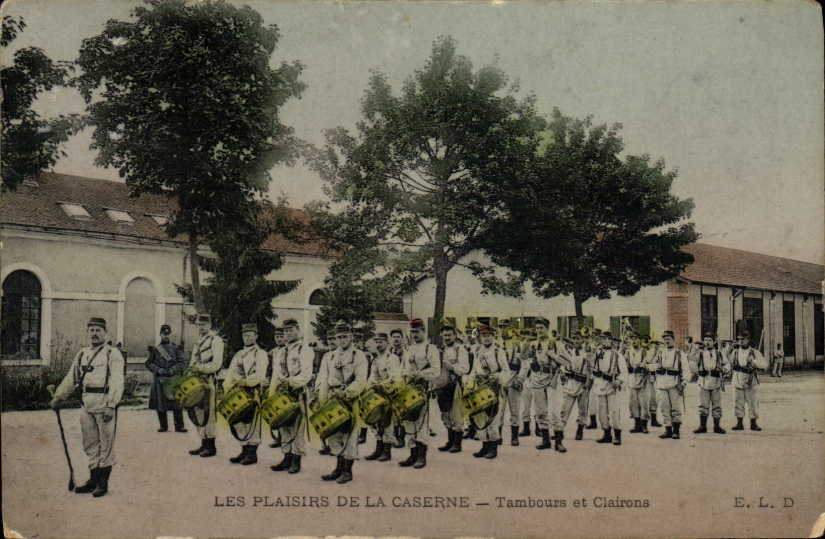 Placeres de Militaria de la POSTAL de la VENDIMIA de los tambores y de los bugles de los cuarteles