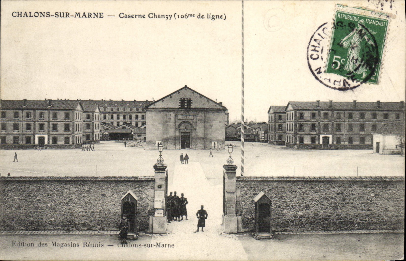 Las Red-redes de Militaria de la POSTAL de la VENDIMIA en el Marne acuartelan Chanzy 106eme de la línea