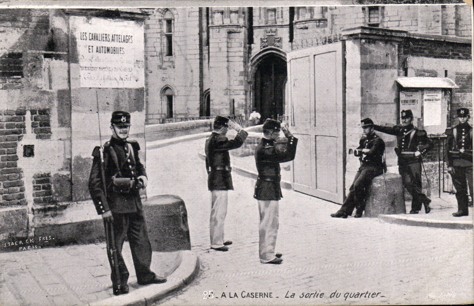 POSTAL Militaria de la VENDIMIA con los cuarteles la salida del districto