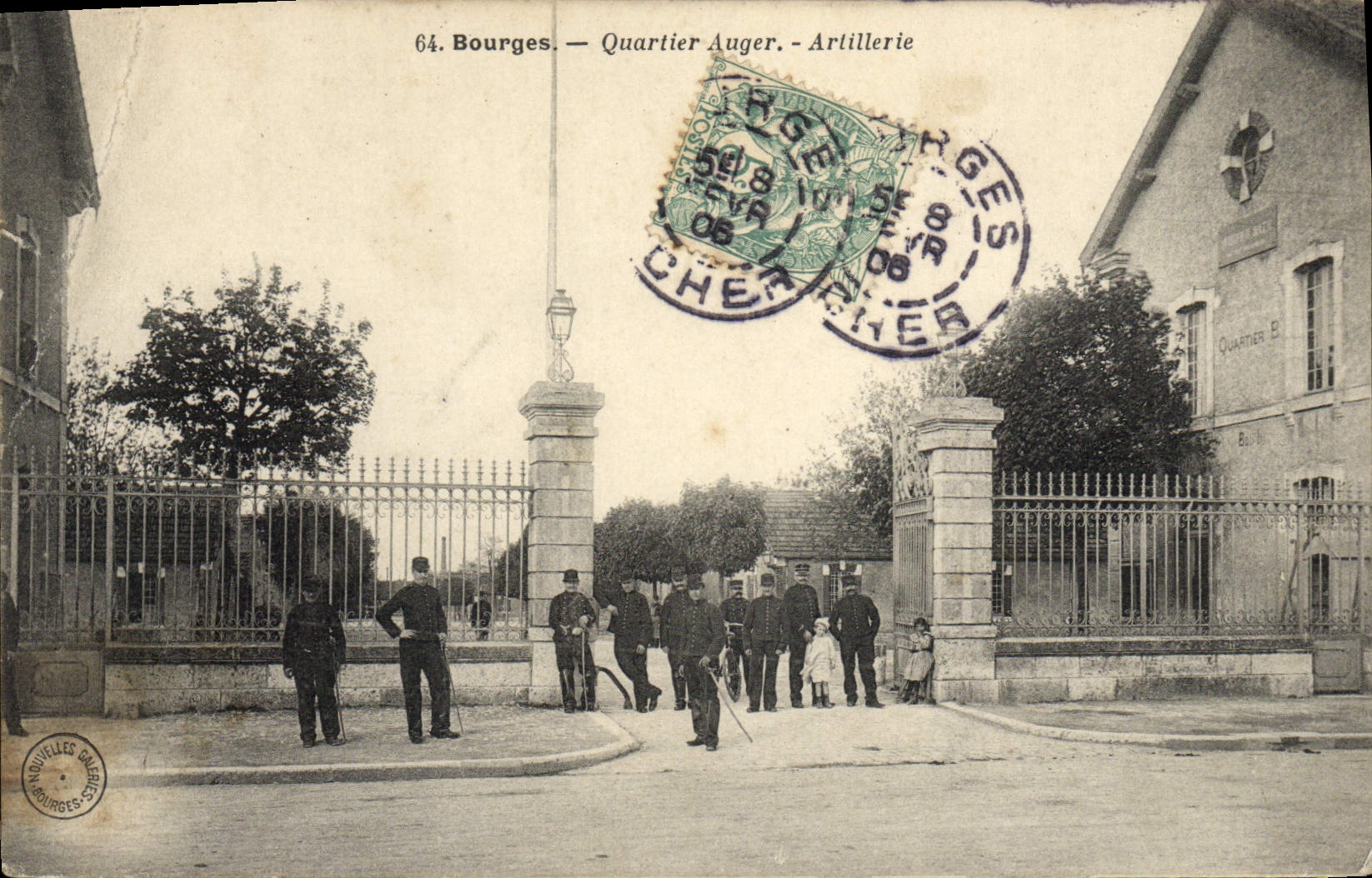 Artillería del taladro del districto de Militaria Bourges de la POSTAL de la VENDIMIA
