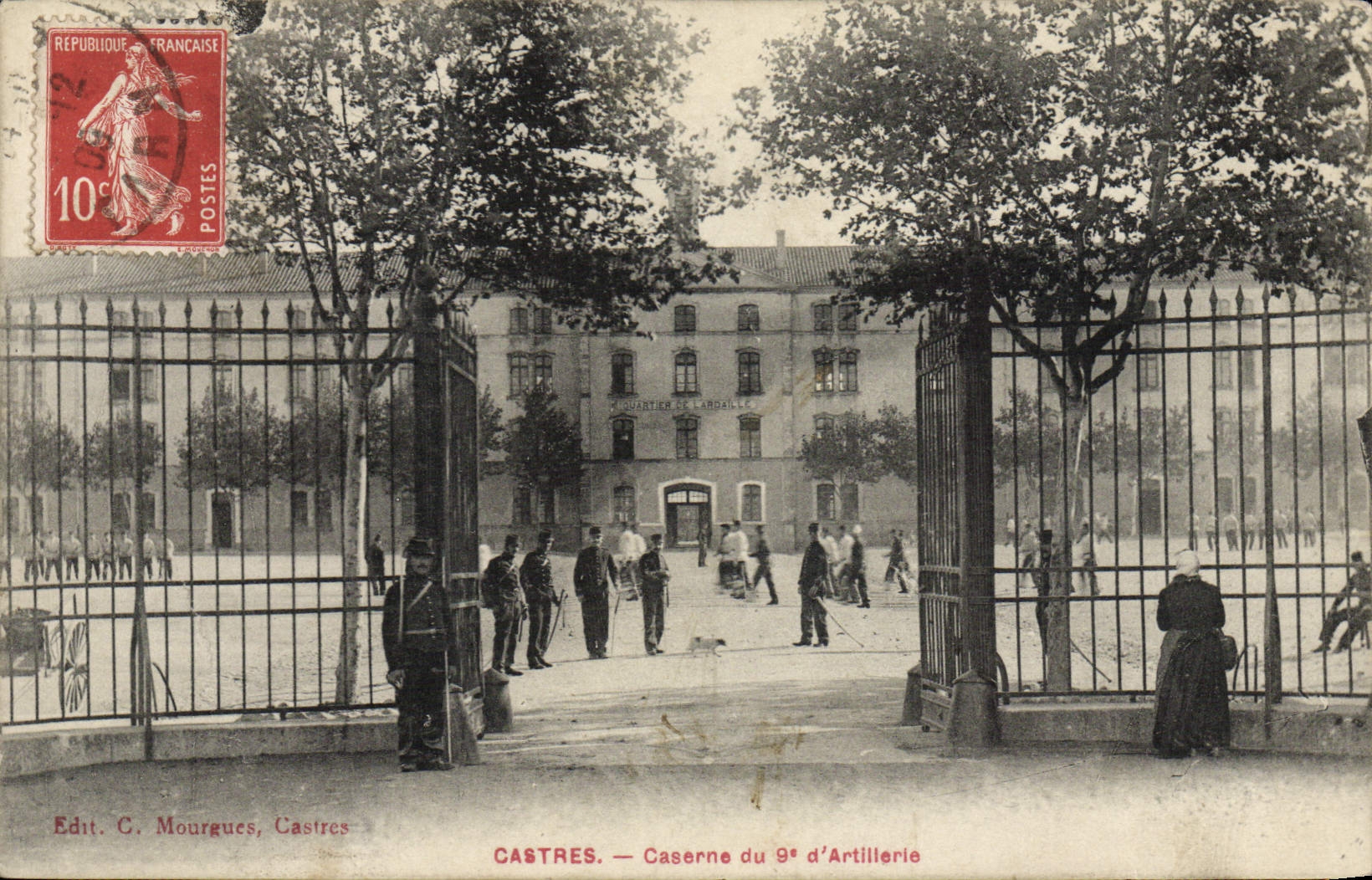 Cuarteles de Militaria Caastres de la POSTAL de la VENDIMIA del 9nos de la artillería