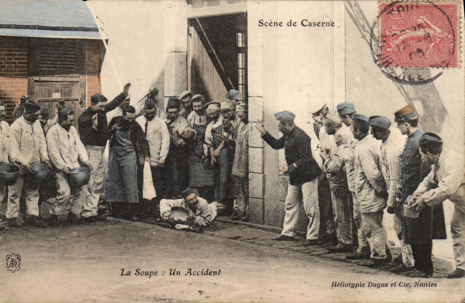 VINTAGE POSTCARD Militaria soup an accident