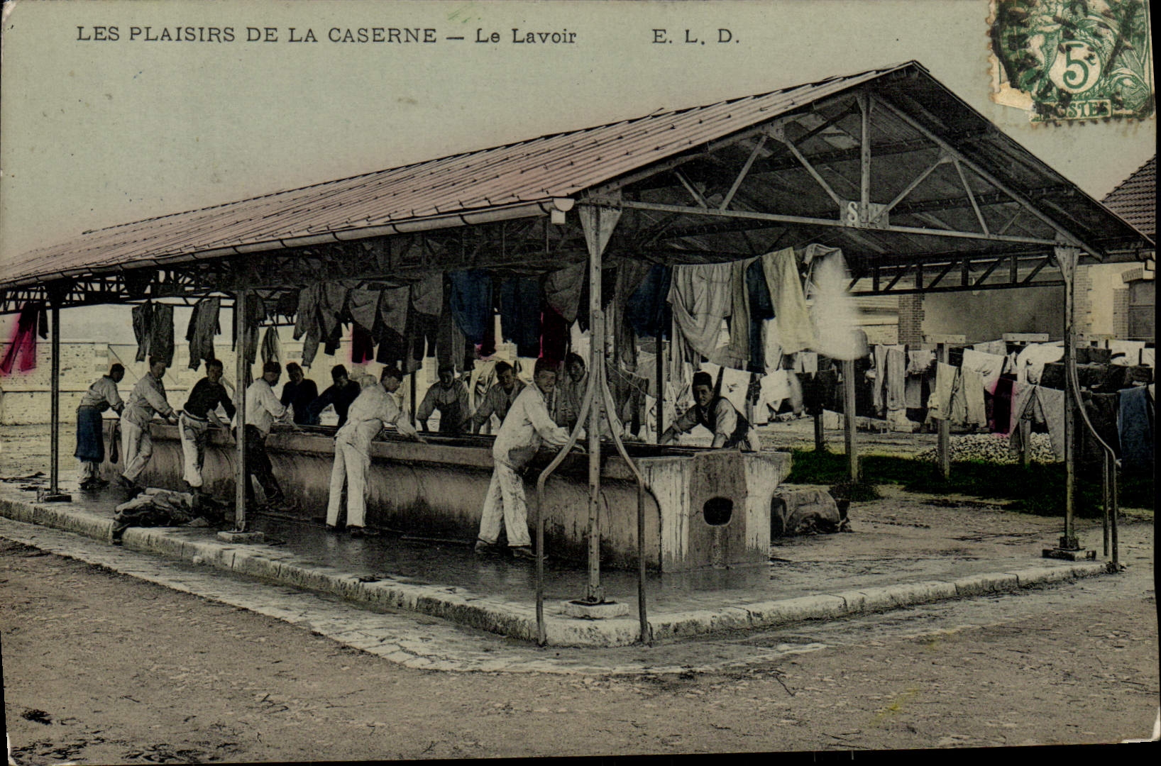 Placeres de Militaria de la POSTAL de la VENDIMIA de los cuarteles la lavandería automática