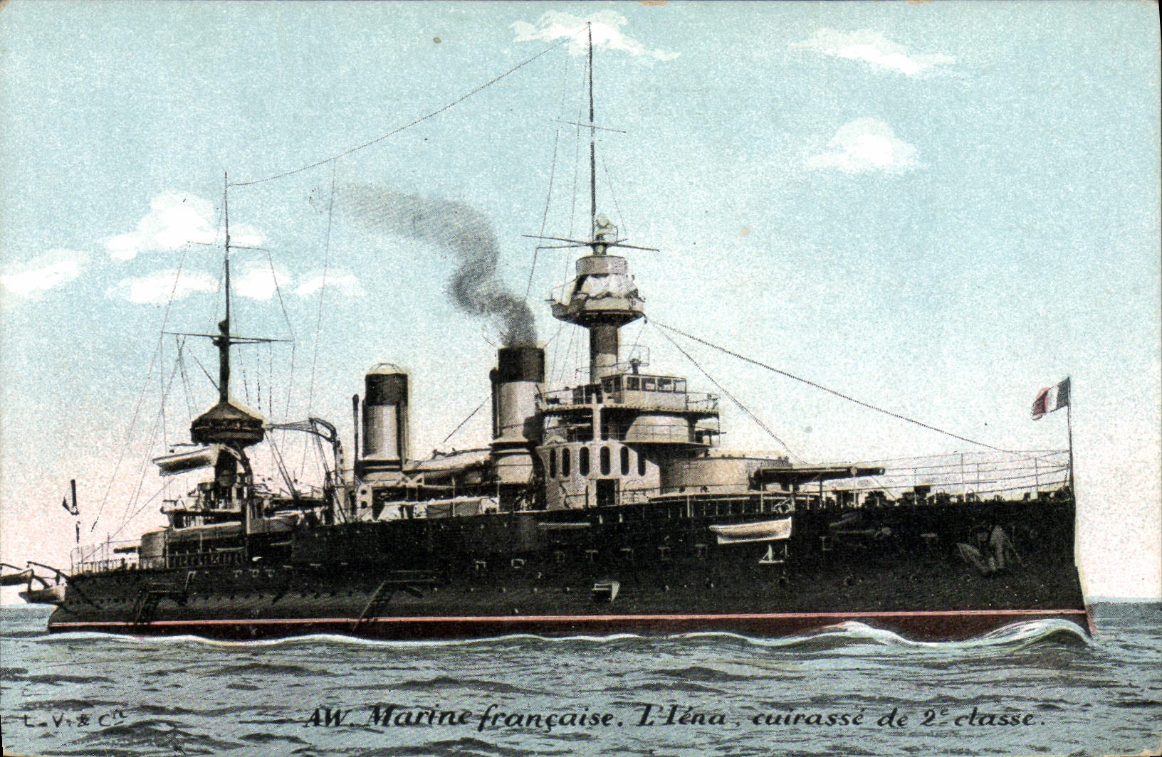 VINTAGE POSTCARD Bateau Iena armours 2nd class