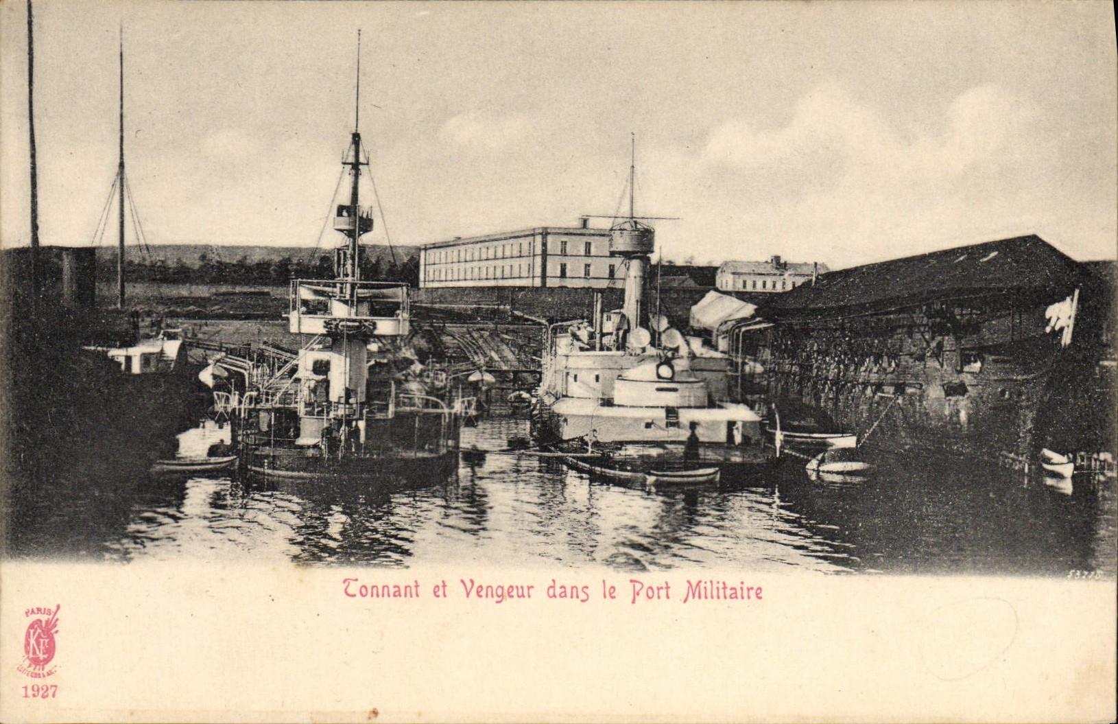 VINTAGE POSTCARD Thundering Boat and Avenger in the military port