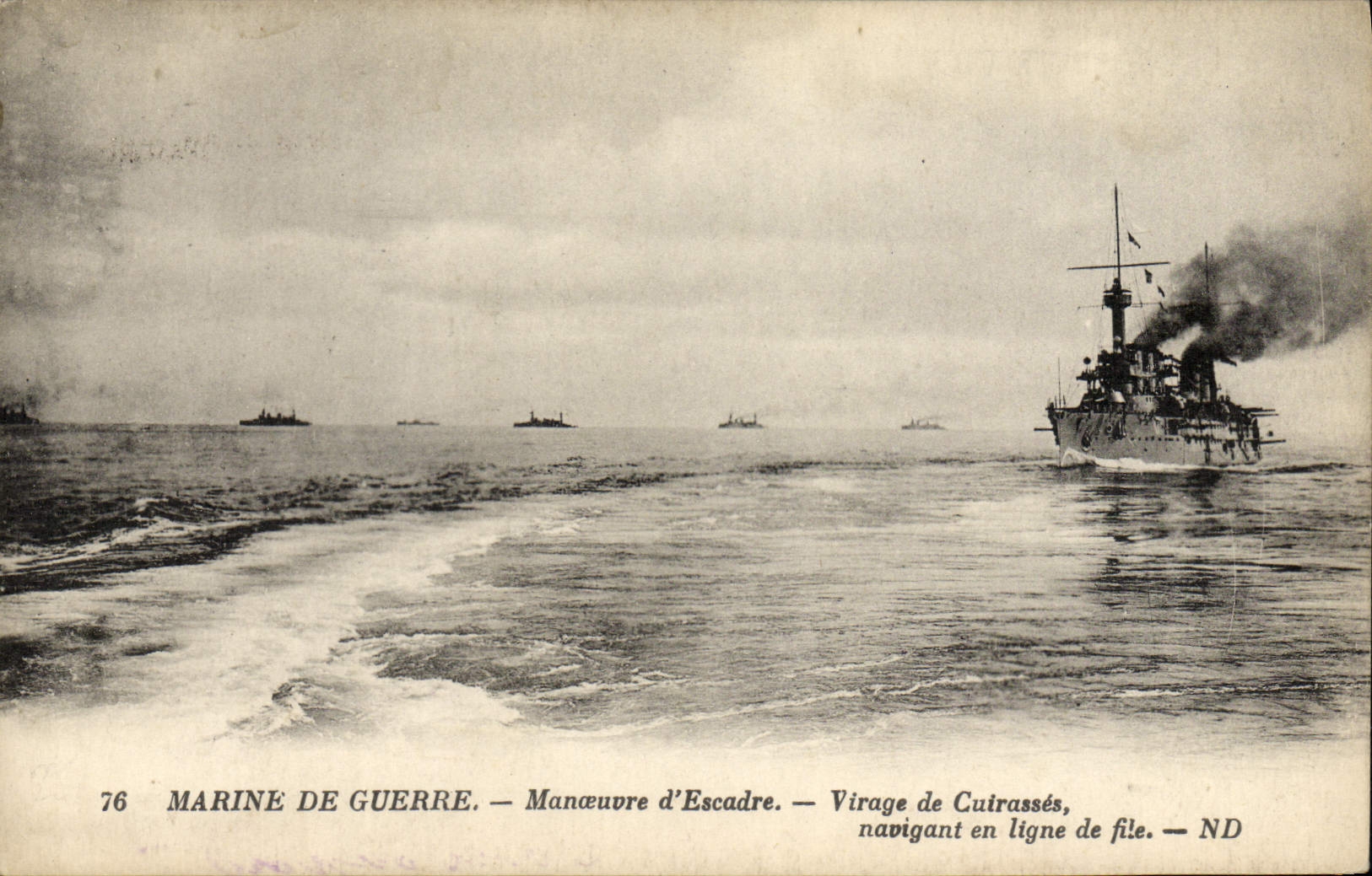 VINTAGE POSTCARD Bateau Operates sailing Virage squadron of armours in line of file