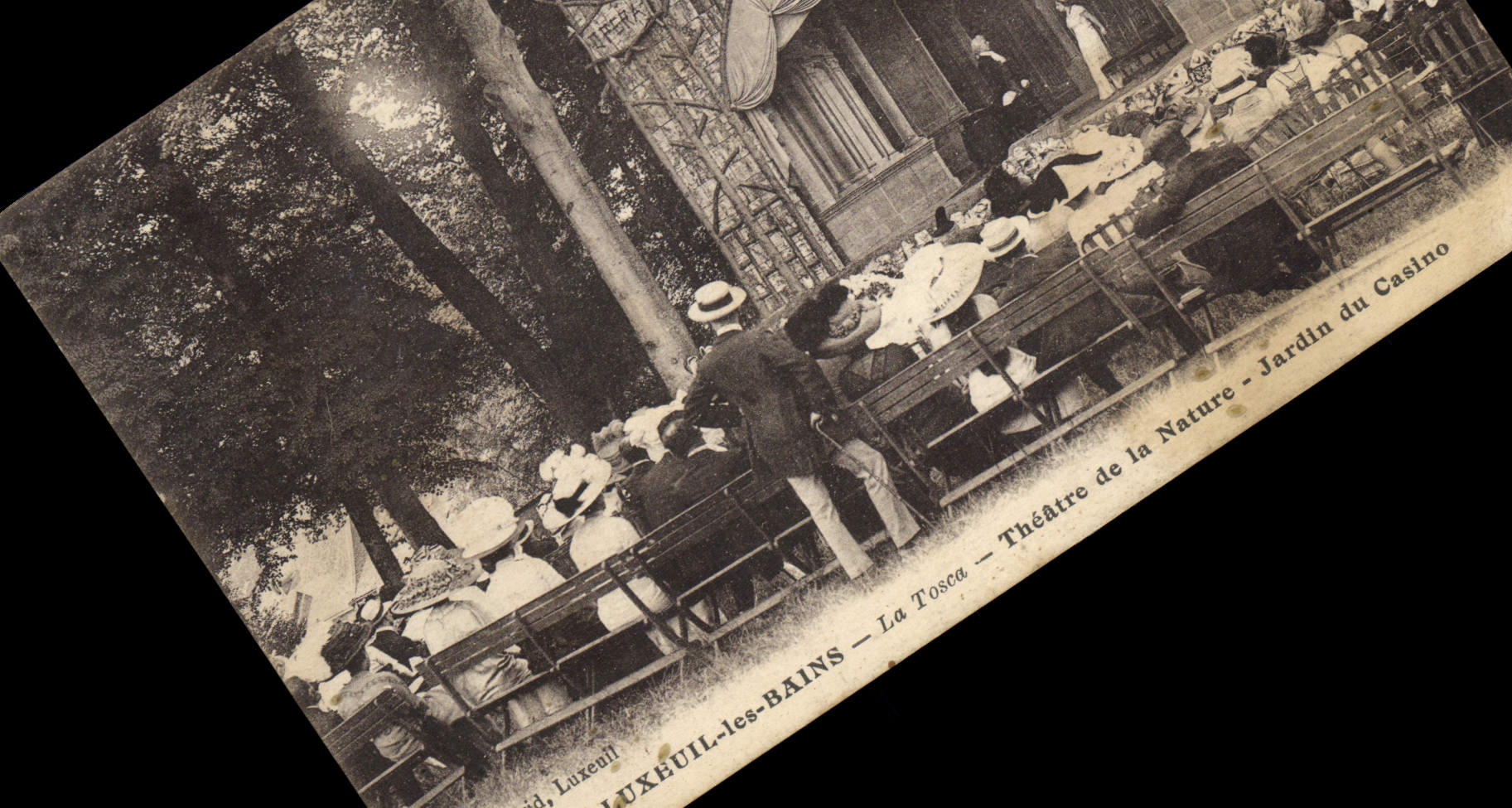 VINTAGE POSTCARD Luxeuil les Bains Tosca Theater of nature Garden of the casino