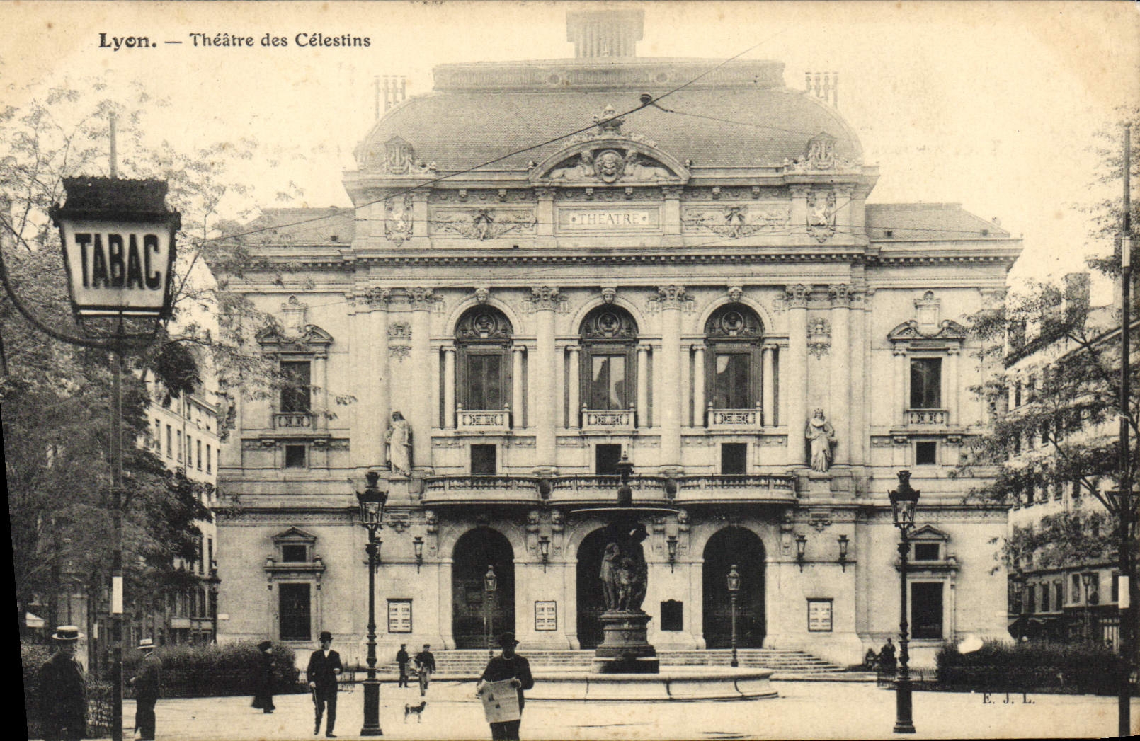 VINTAGE POSTCARD Lyon Theater of Celestins Tobacco