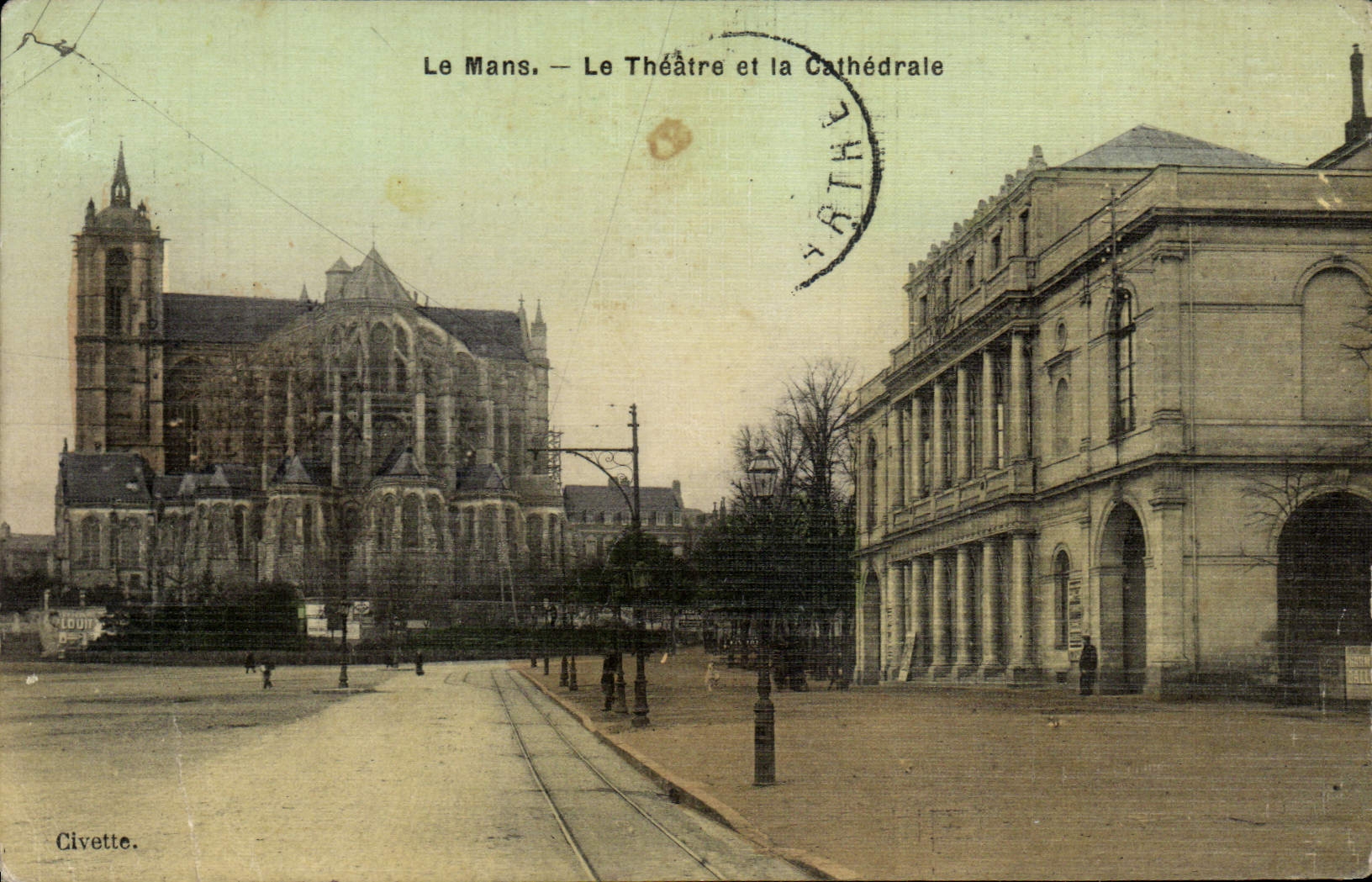 VINTAGE POSTCARD Mans the Theater and the cathedral (chart toilee)