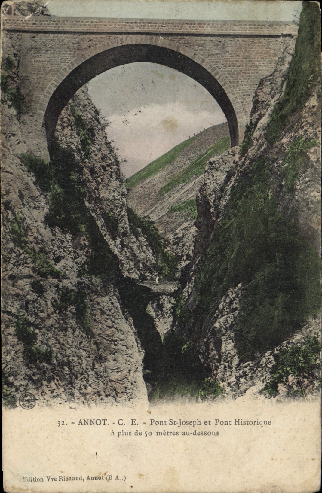 Puente San José y Pont histórico de Annot de la POSTAL de la VENDIMIA