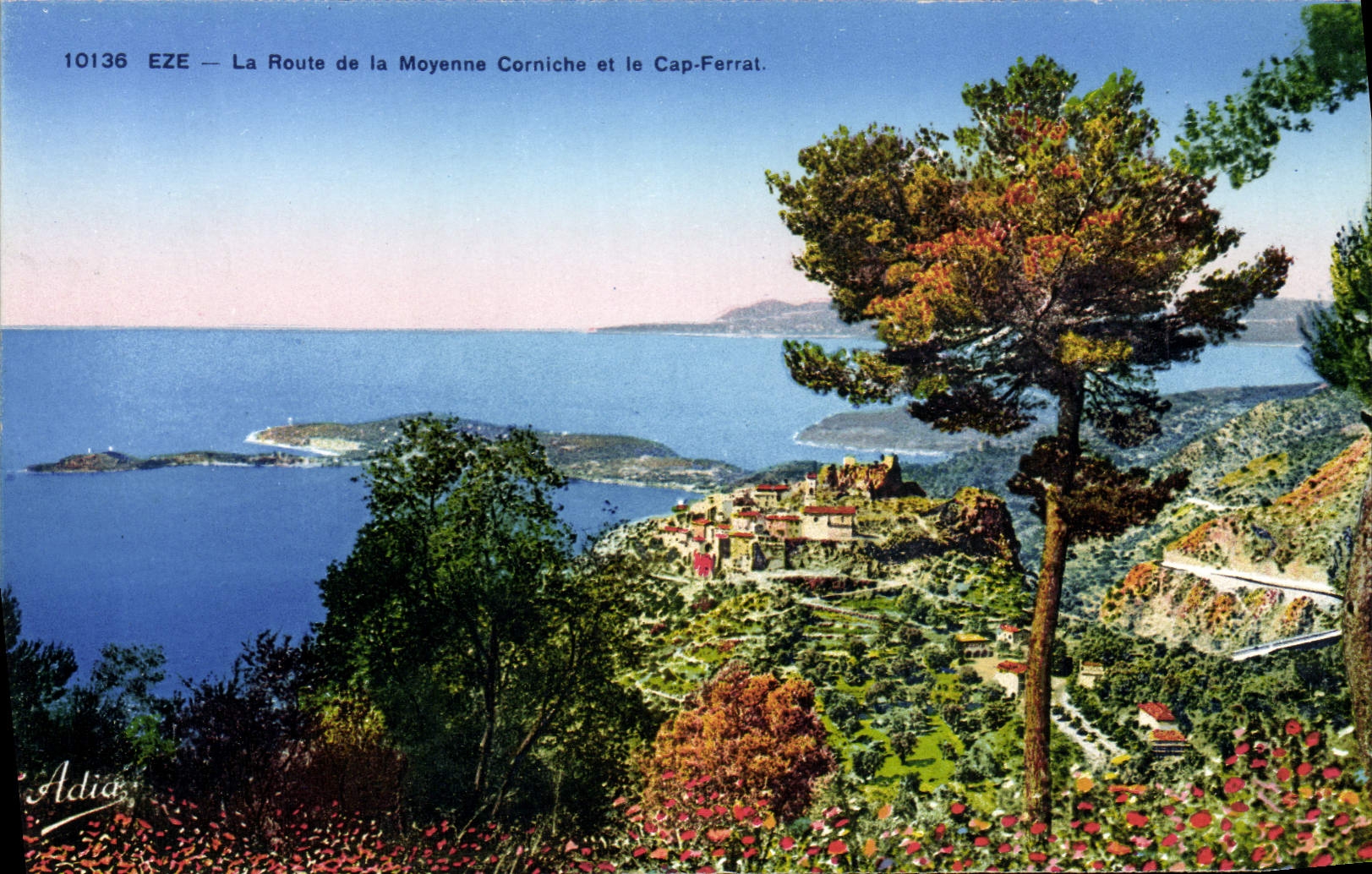 POSTAL Eze de la VENDIMIA el camino de la cornisa media y del cabo Ferrat