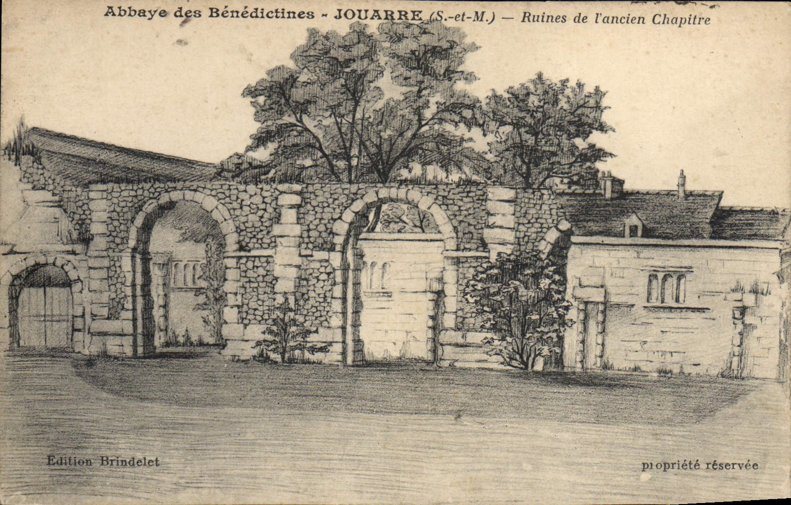 VINTAGE POSTCARD Abbey of Benedictines Jouarre Ruins of the old chapter