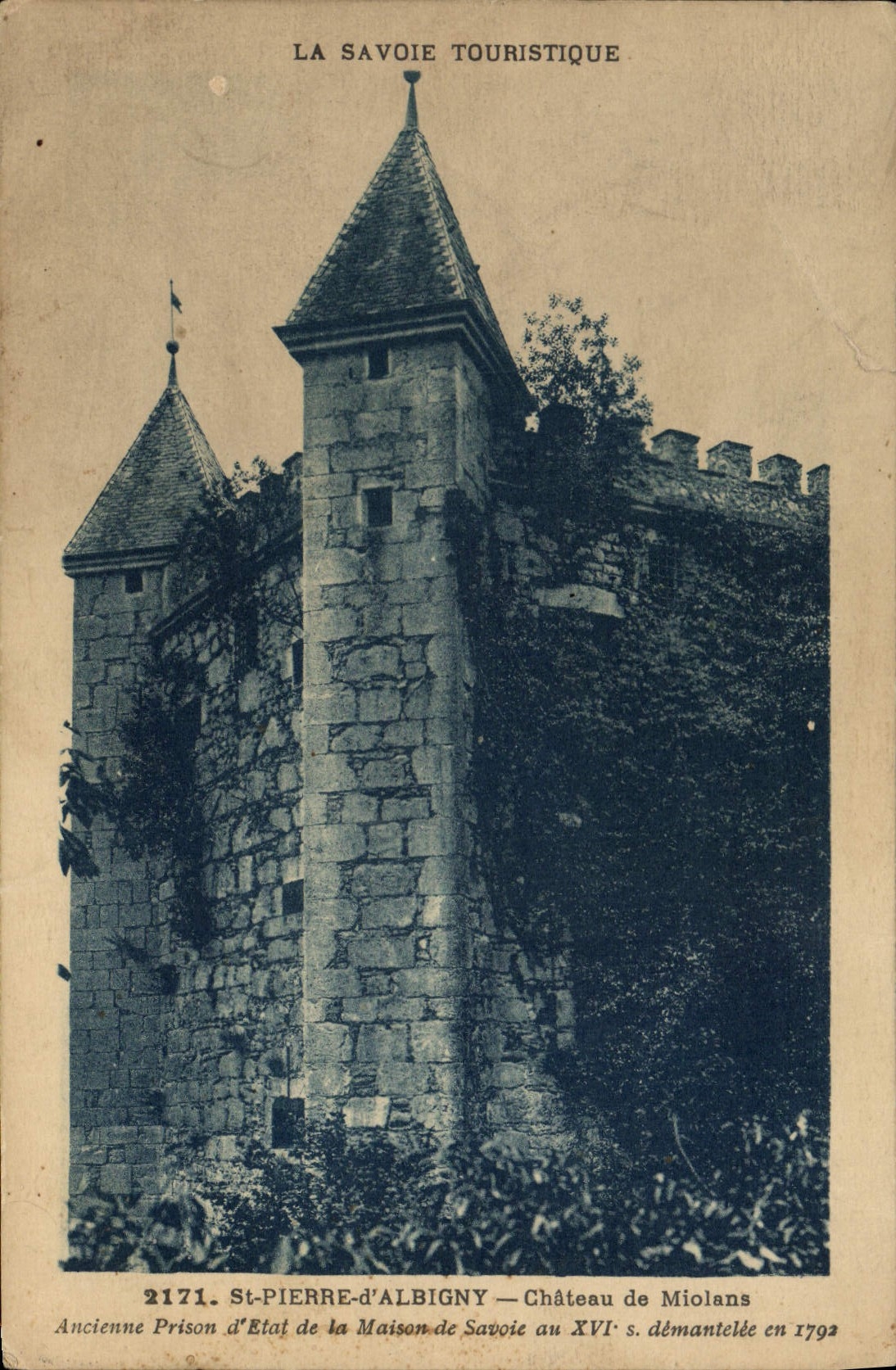 VINTAGE POSTCARD St Pierre d' Albigny Castle of Miolans Old prison of state of the private hospital
