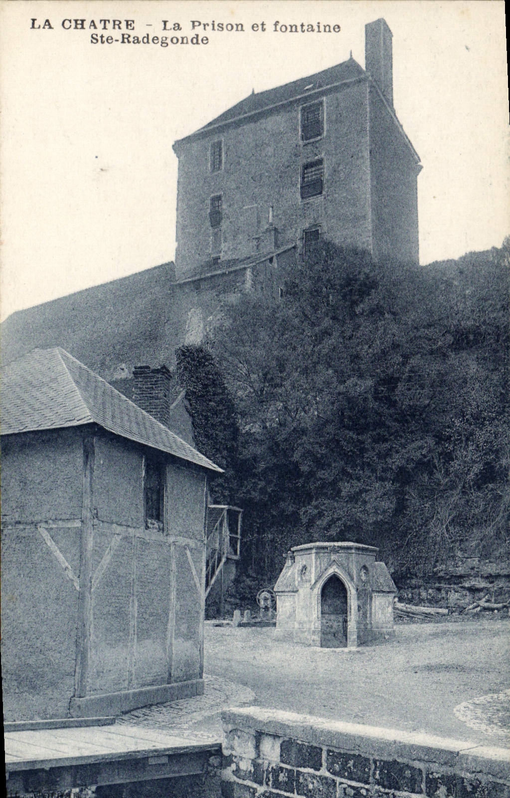 VINTAGE POSTCARD Chatre the Prison and Fountain co. Radegonde