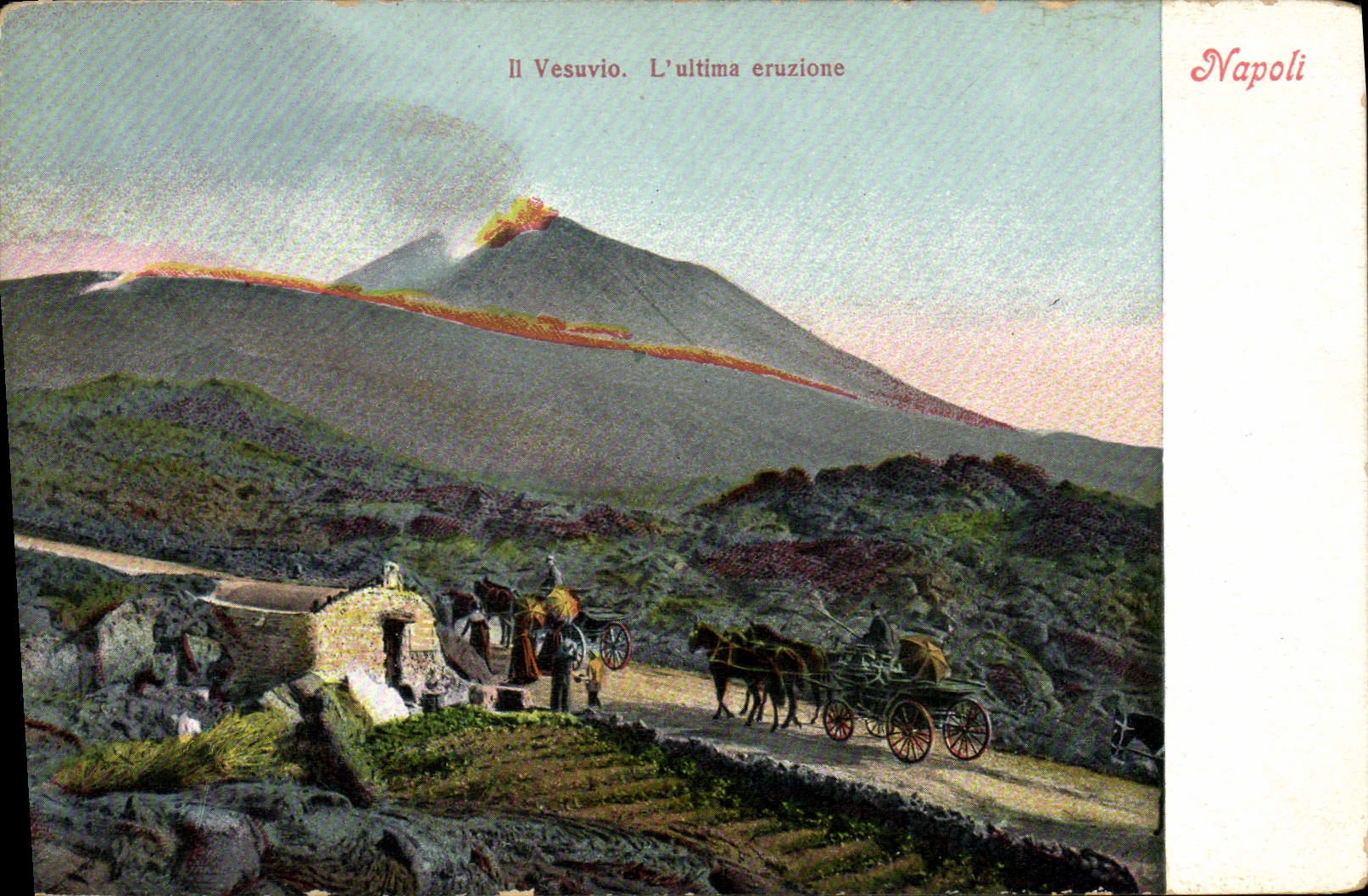 VINTAGE POSTCARD Napoli Volcano It Vesuvio the ultima eurione