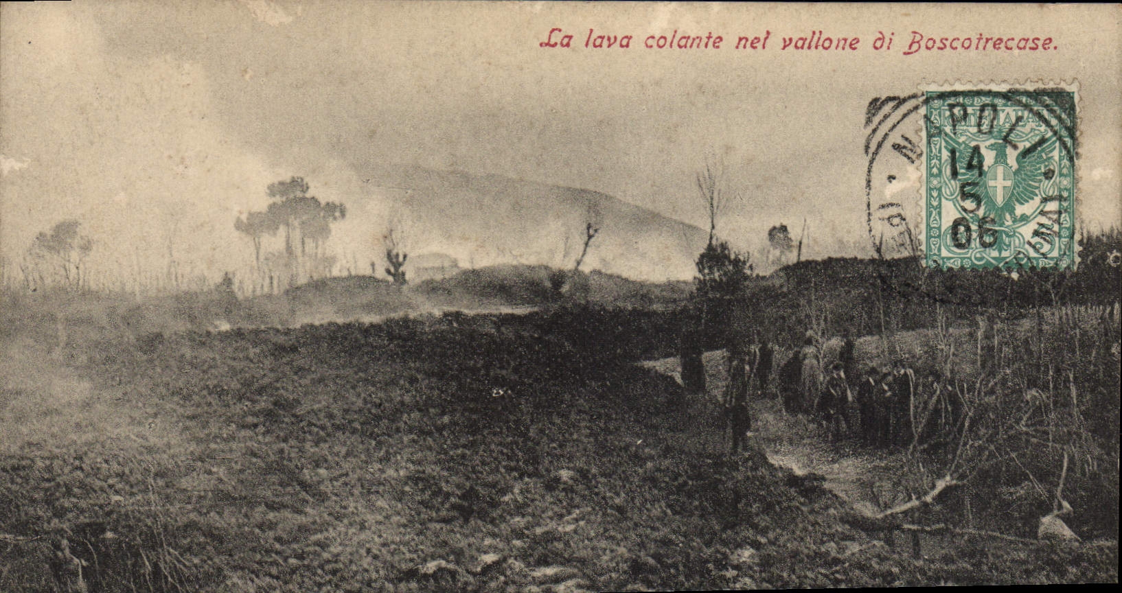 CPA Volcan La lava colante nel vallone di Boscotrecase