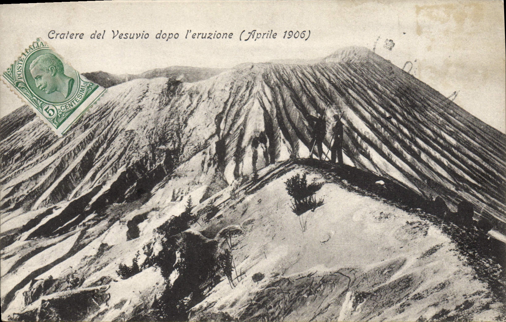 CPA Volcan Cratere del Vesuvio dopo l'eruzione Aprile 1906