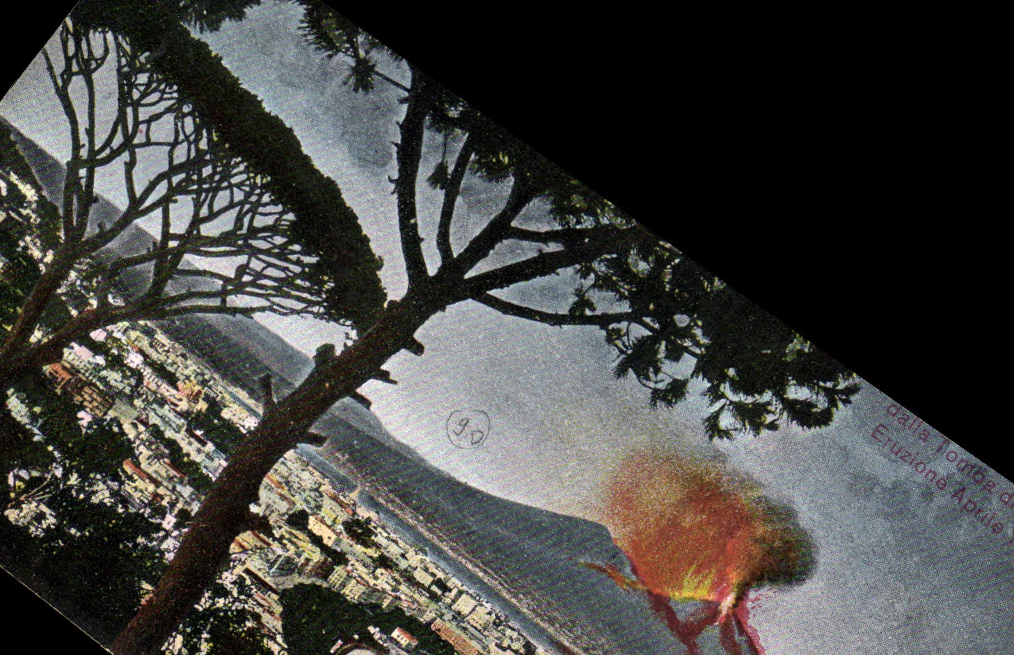 VINTAGE POSTCARD Volcano Eruzione Panorama