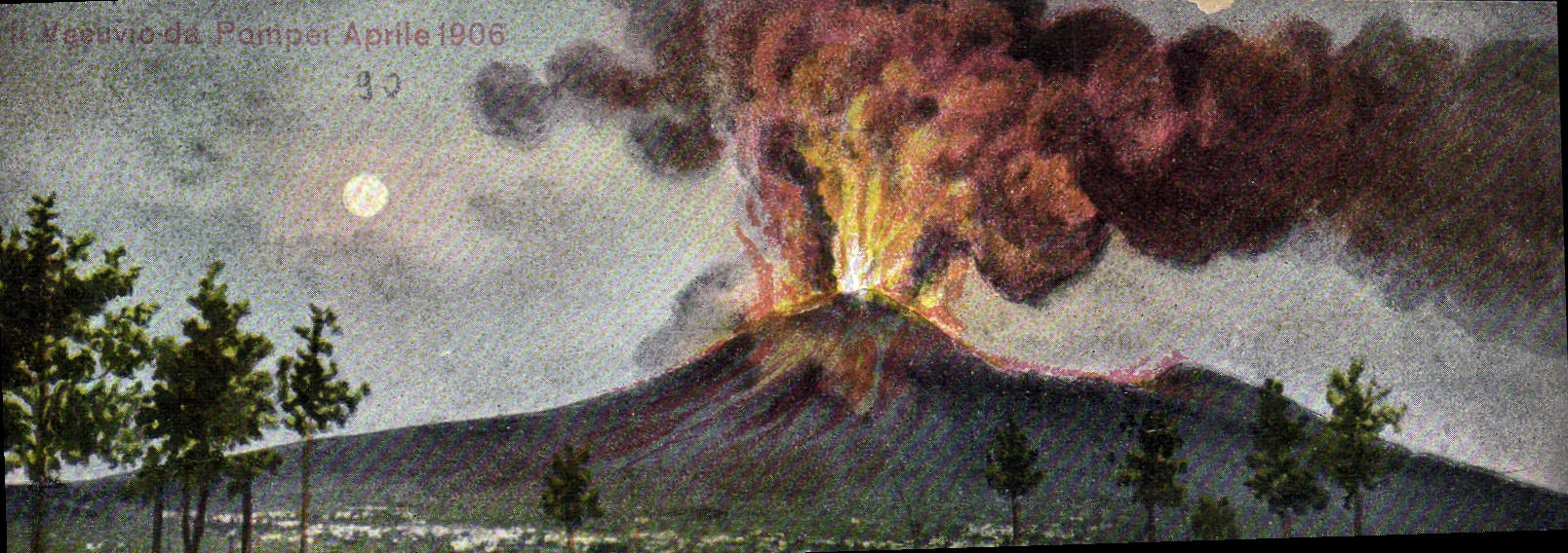 CPA Volcan Eruzione da Pompei Aprile 1906
