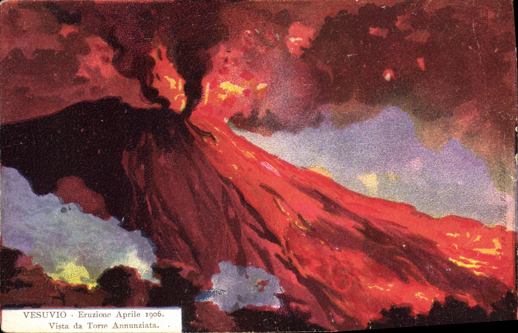 CPA Volcan Vesuvio Eruzione Aprile 1906 Vista da Torne Annunziata
