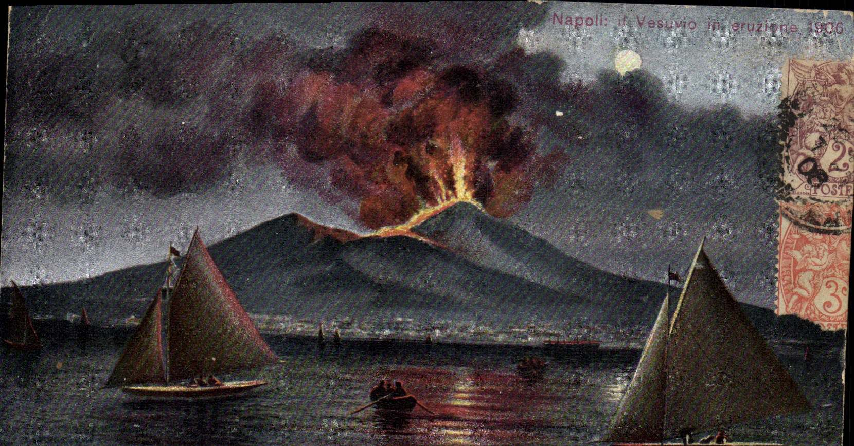 CPA Volcan Napoli Il Vesuvio in eruzione Aprile 1906