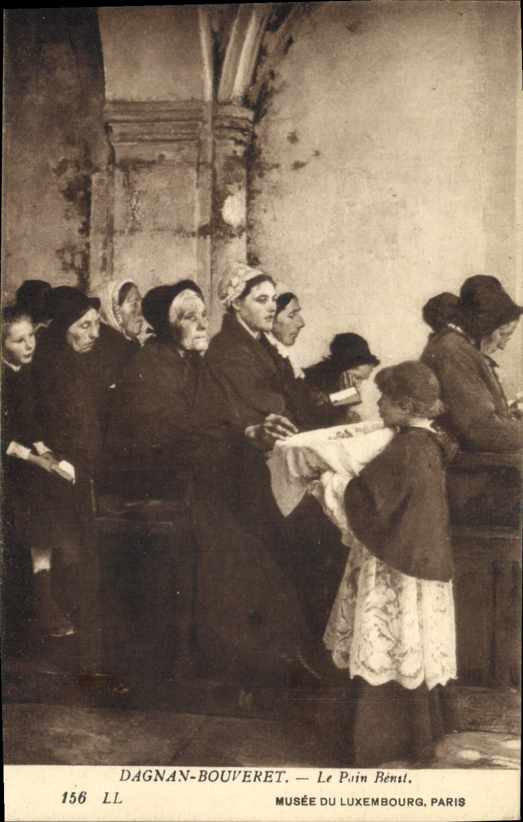 VINTAGE POSTCARD Dagnan Bouveret the bread blesses Musee of Luxembourg Paris