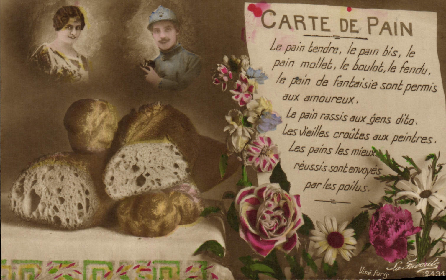 CPA Carte de pain Soldat Miltiaria 