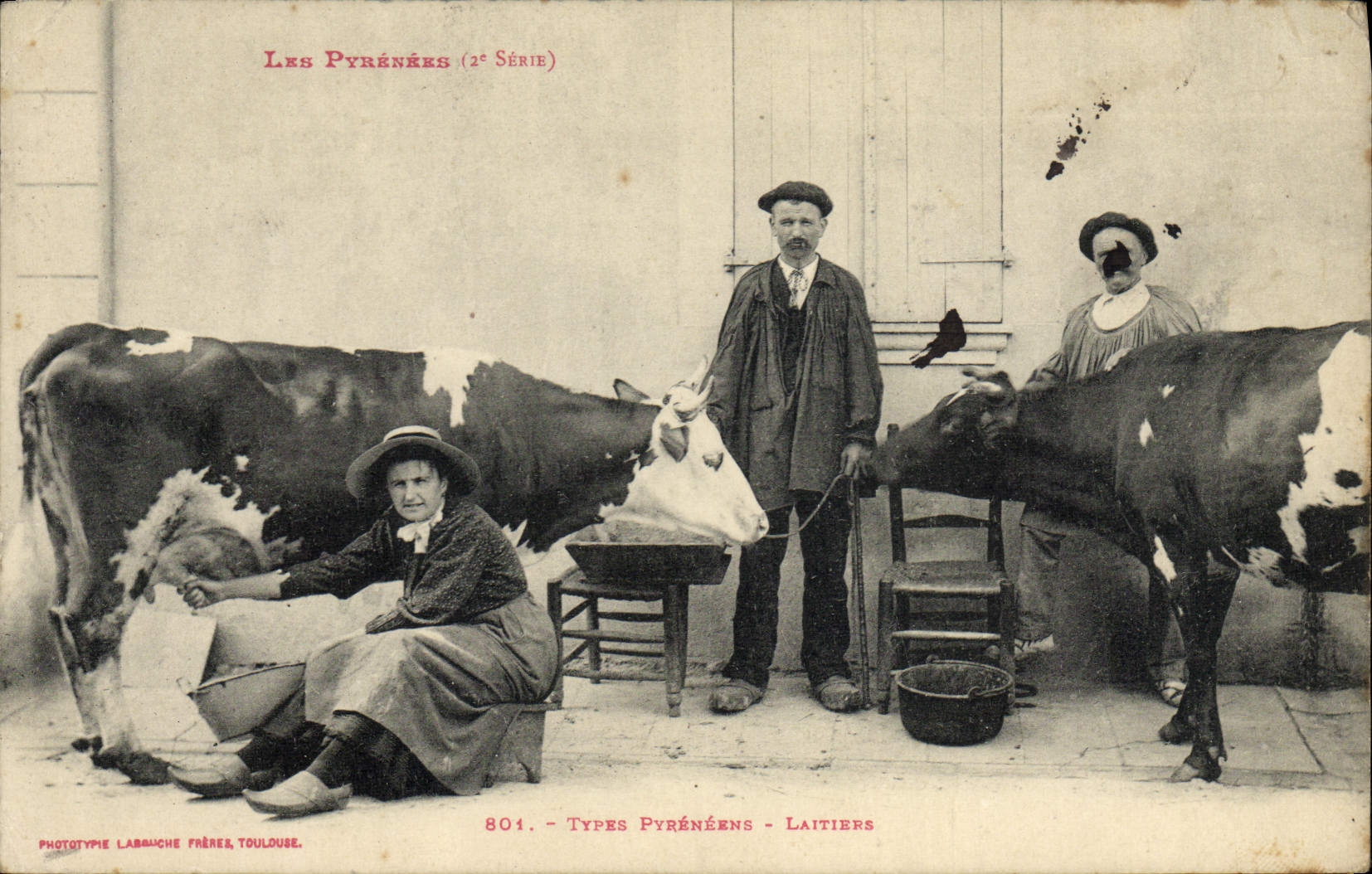 CPA Folklore Pyrenees Types pyreneens Laitiers Vache TOP