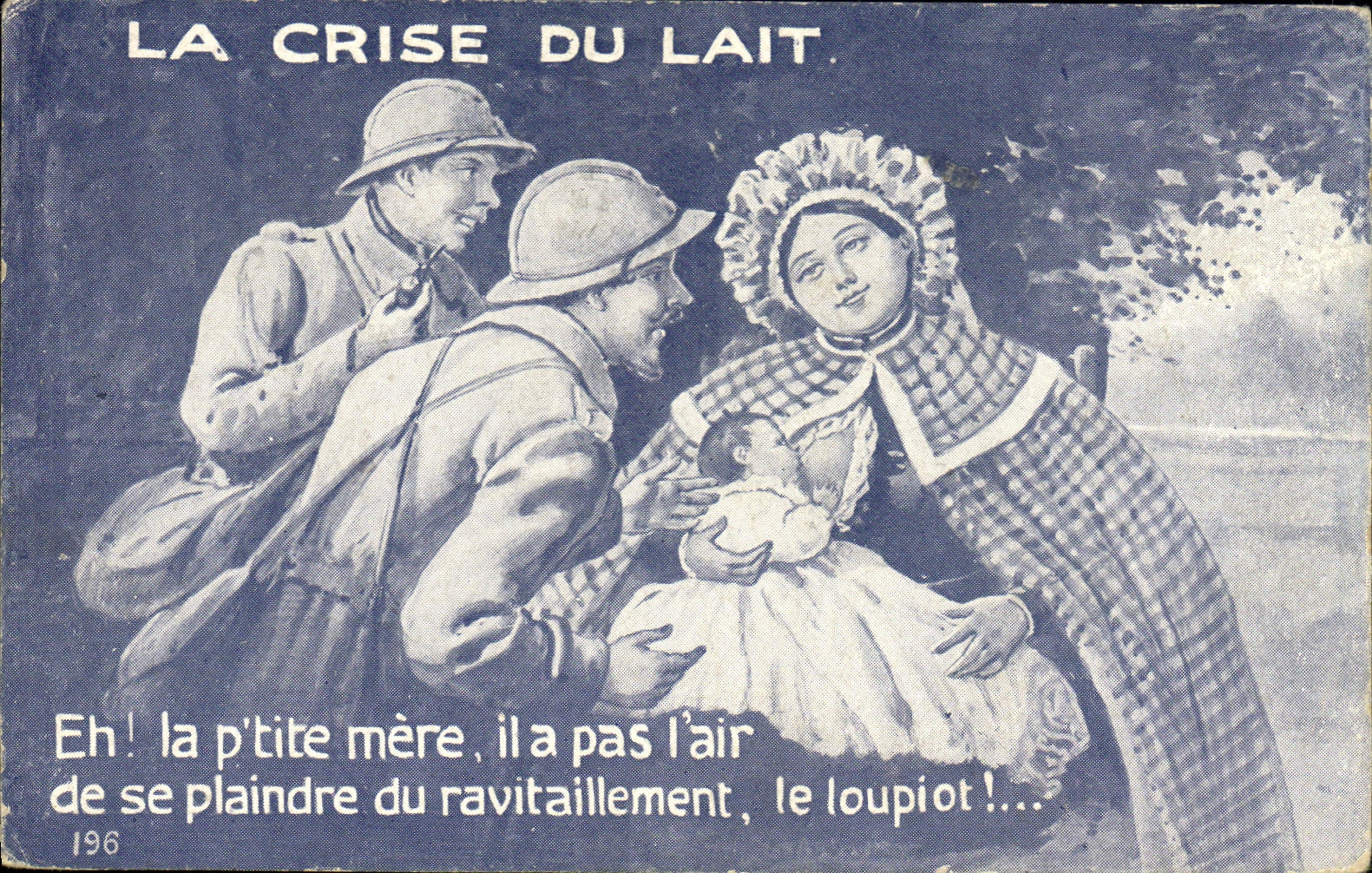 VINTAGE POSTCARD the crisis of milk Militaria Soldier