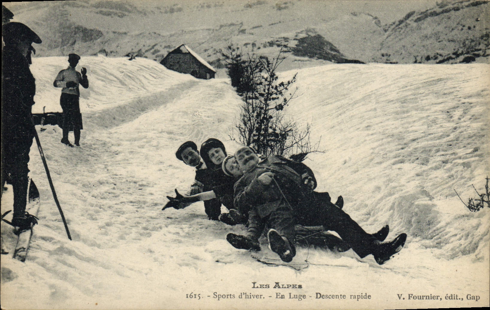 CPA Sports d'hiver Ski Les Alpes En luge descente rapide