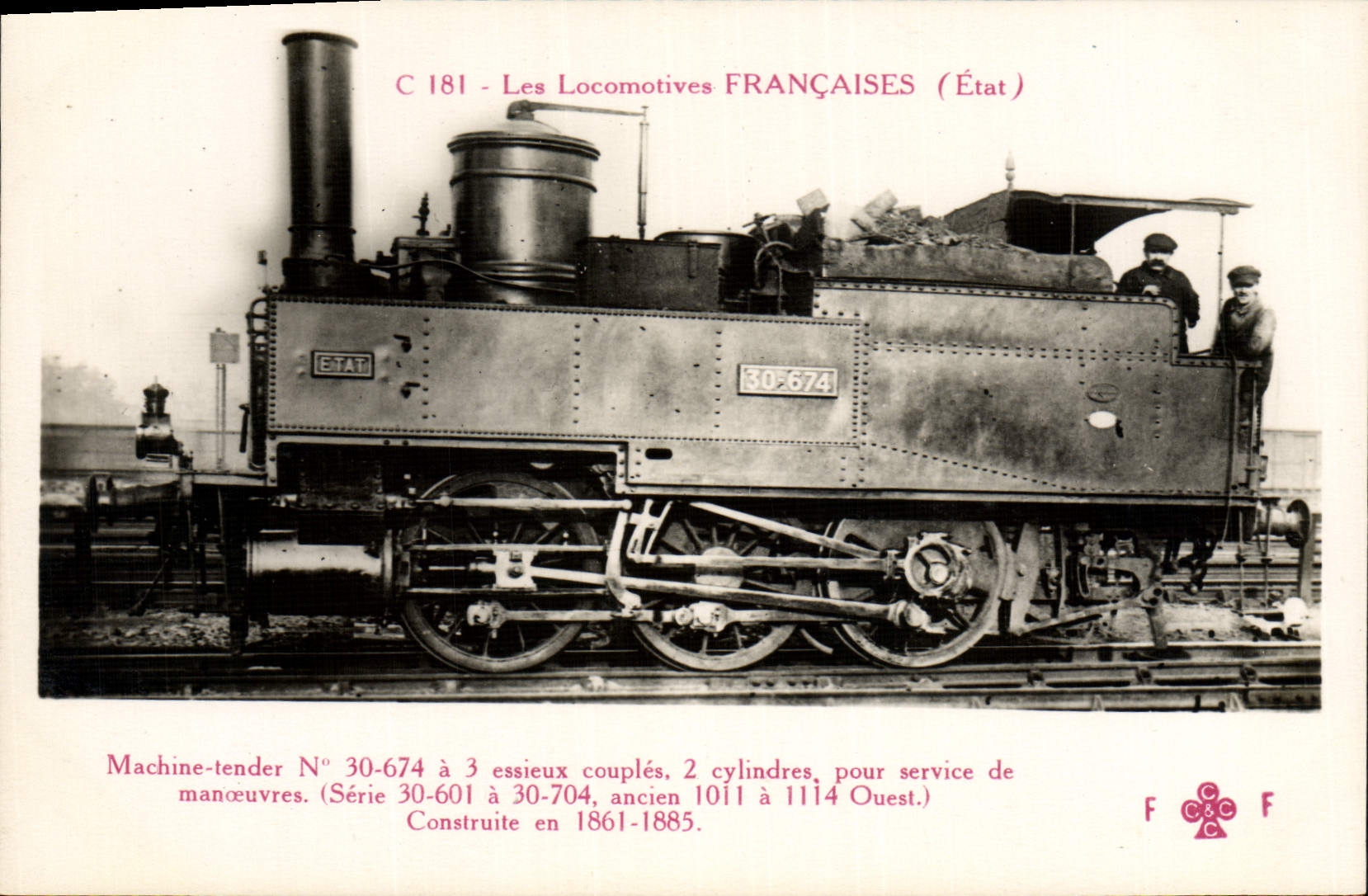 VINTAGE POSTCARD Train Engine Machine tender 30.674