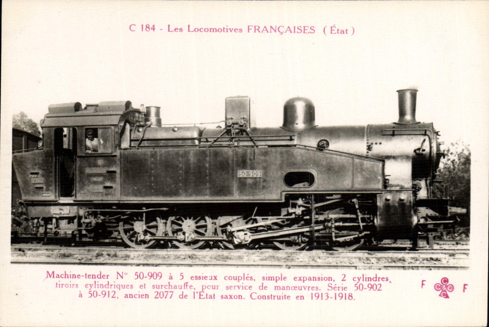 CPA Train Locomotive Machine 50 909