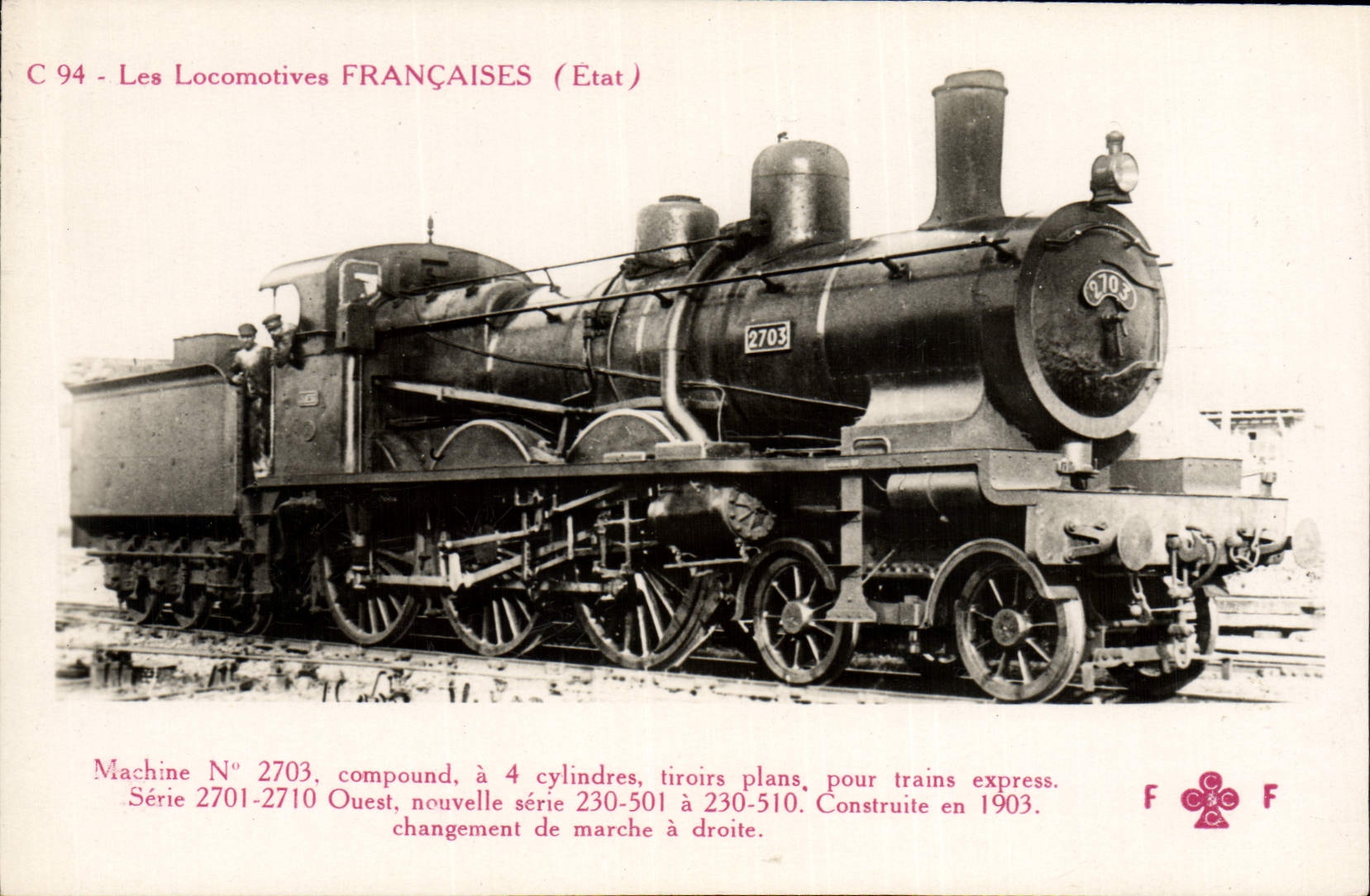 VINTAGE POSTCARD Train Engine Machine 2703