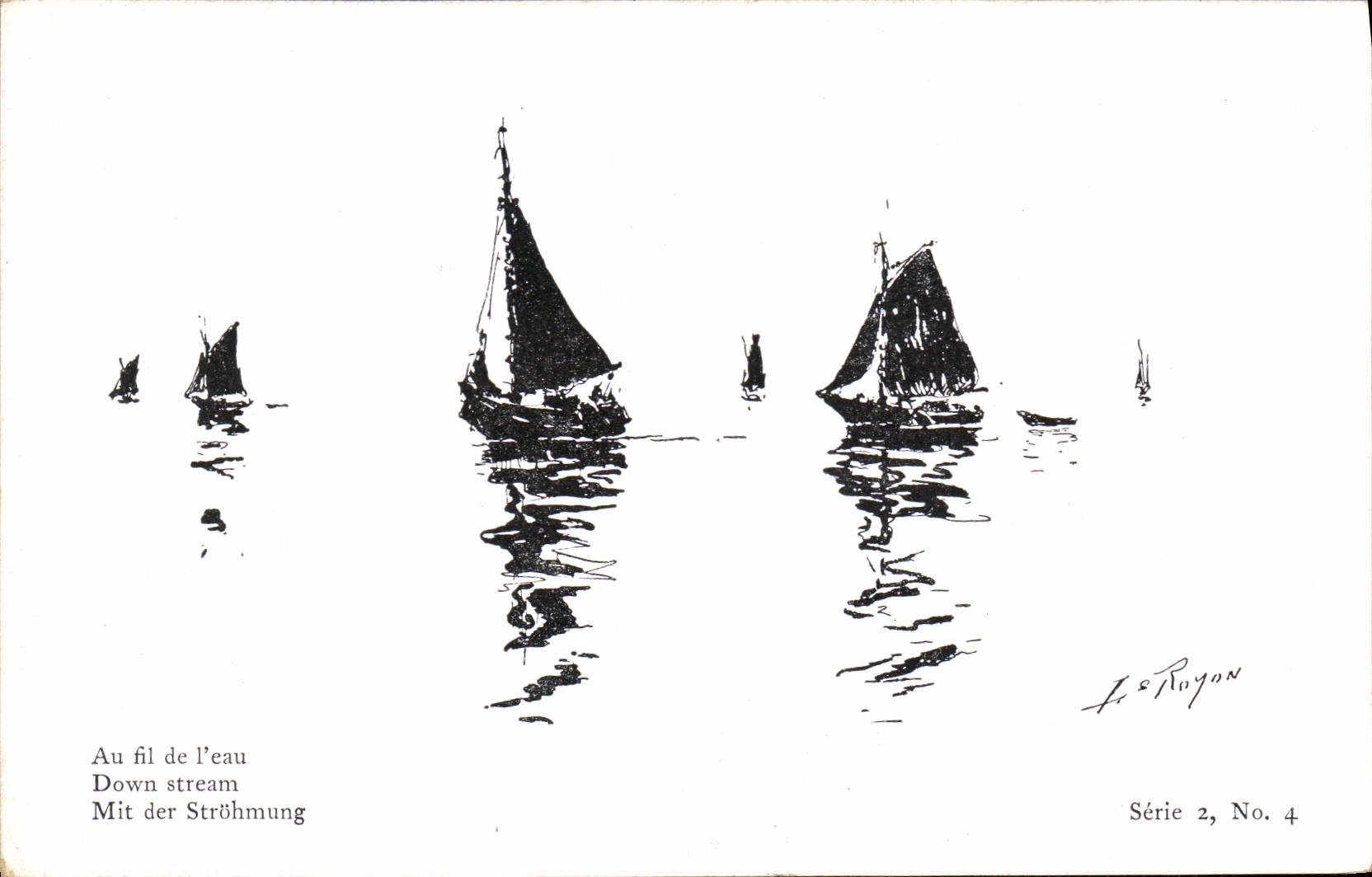 VINTAGE POSTCARD Sailing Boat With the current