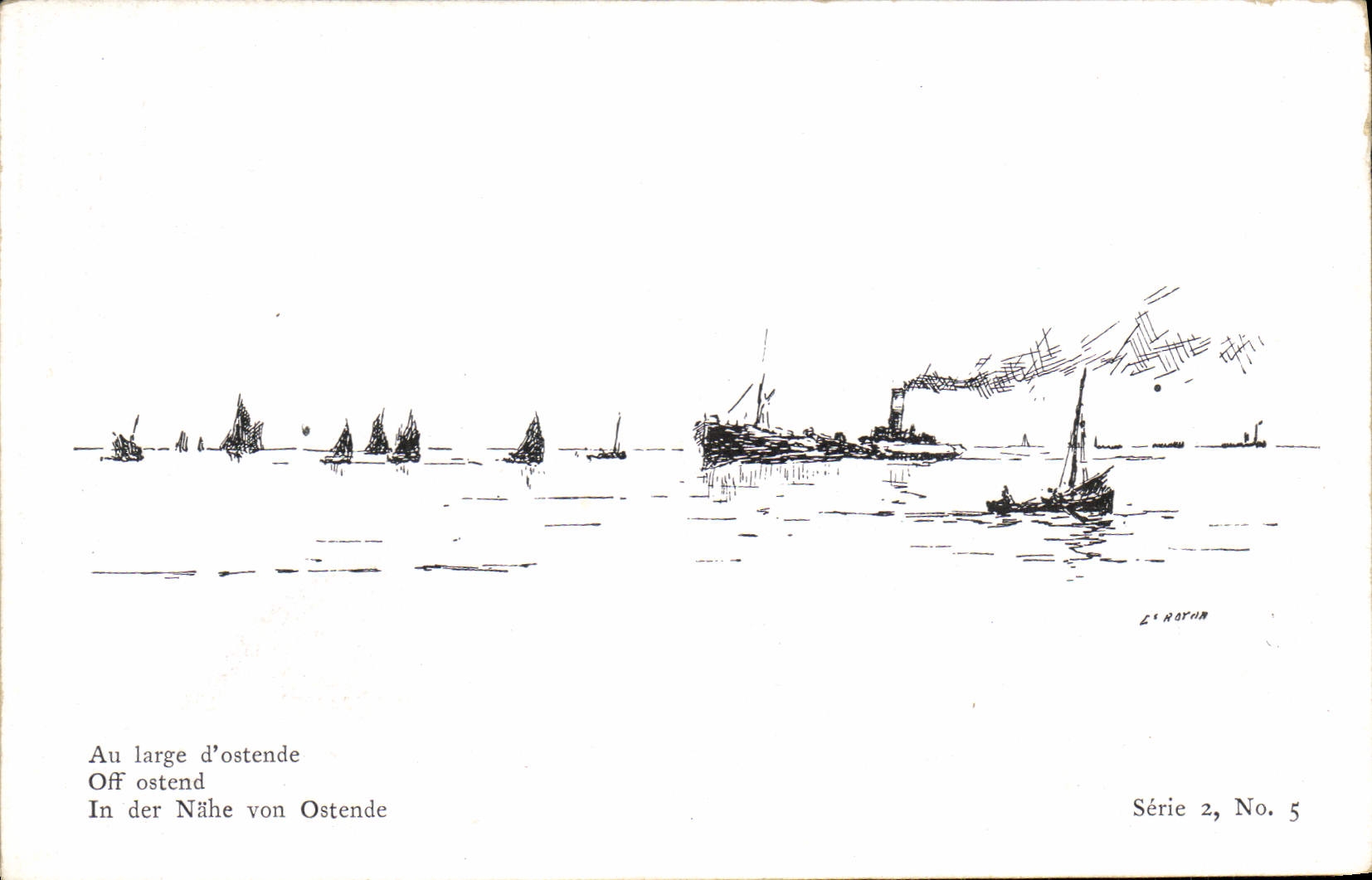 VINTAGE POSTCARD Sailing Boat Off Ostend
